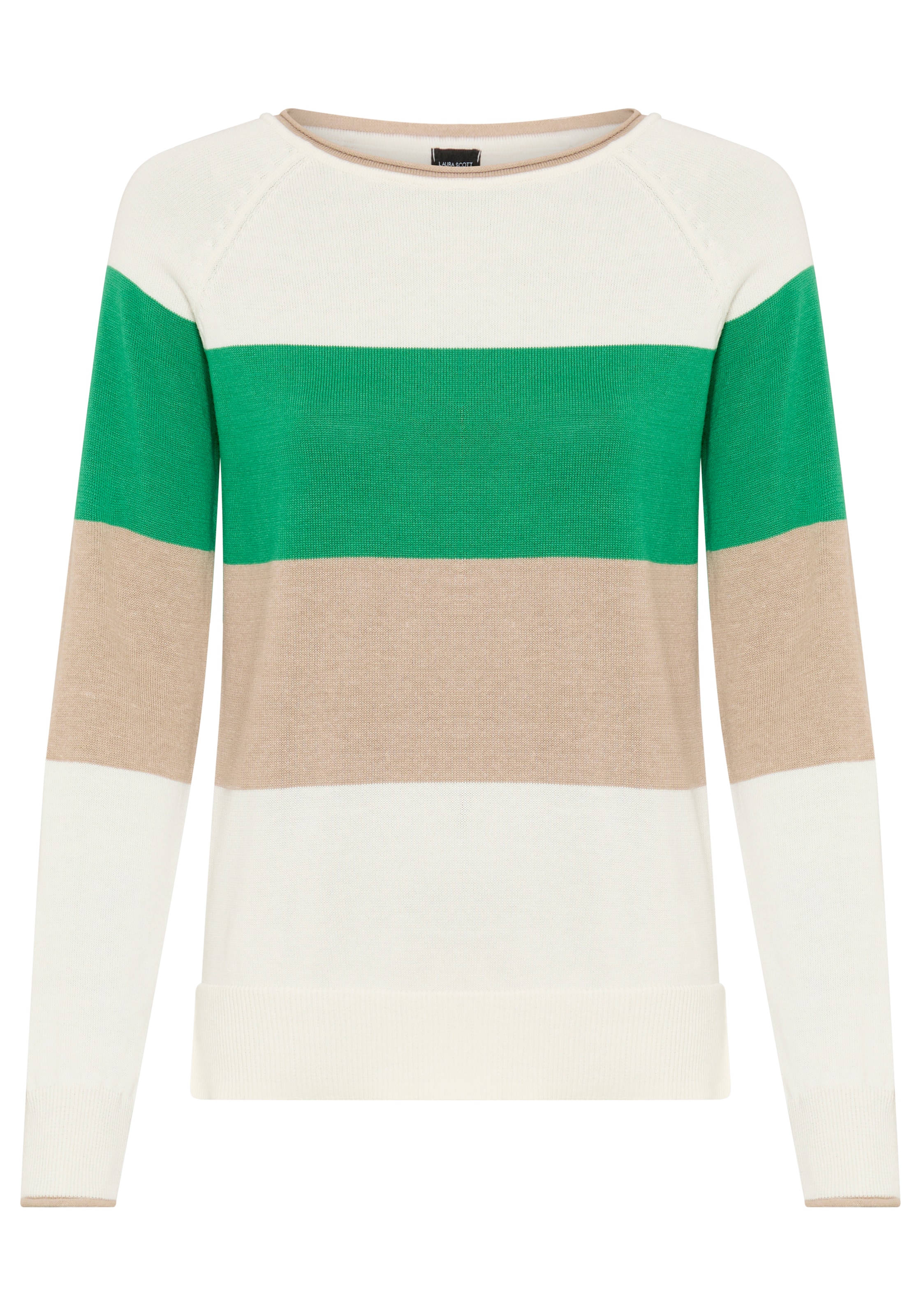 Laura Scott Rundhalspullover leichter Übergangspullover mit modernen Streifen