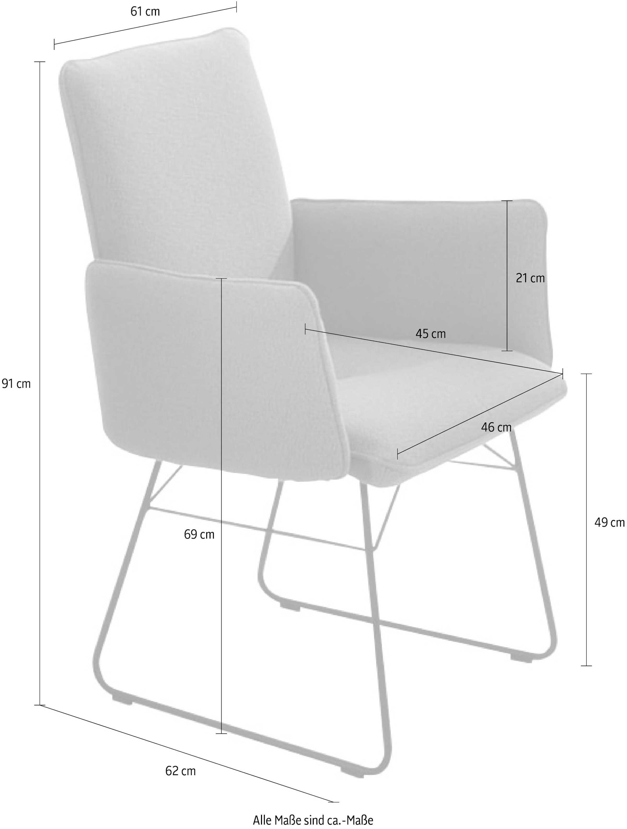 K+W Komfort & Wohnen Chaise avec accoudoirs () 1 cuisstructure en fil métallique noir, poignée au dos, matelassage sur l’assise