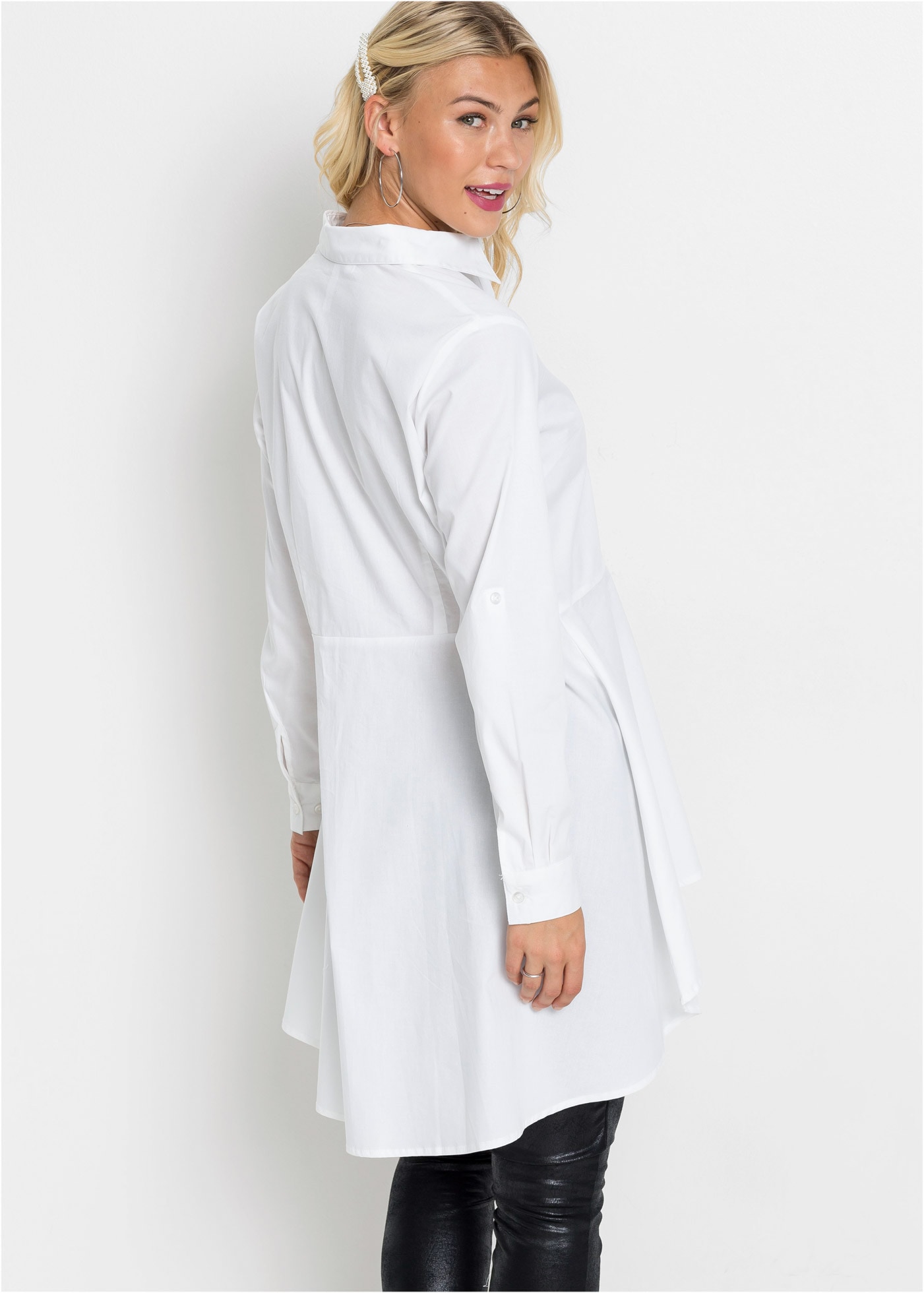 bonprix Chemisier long ausgestellte Passform, aus Baumwolle und Elasthan