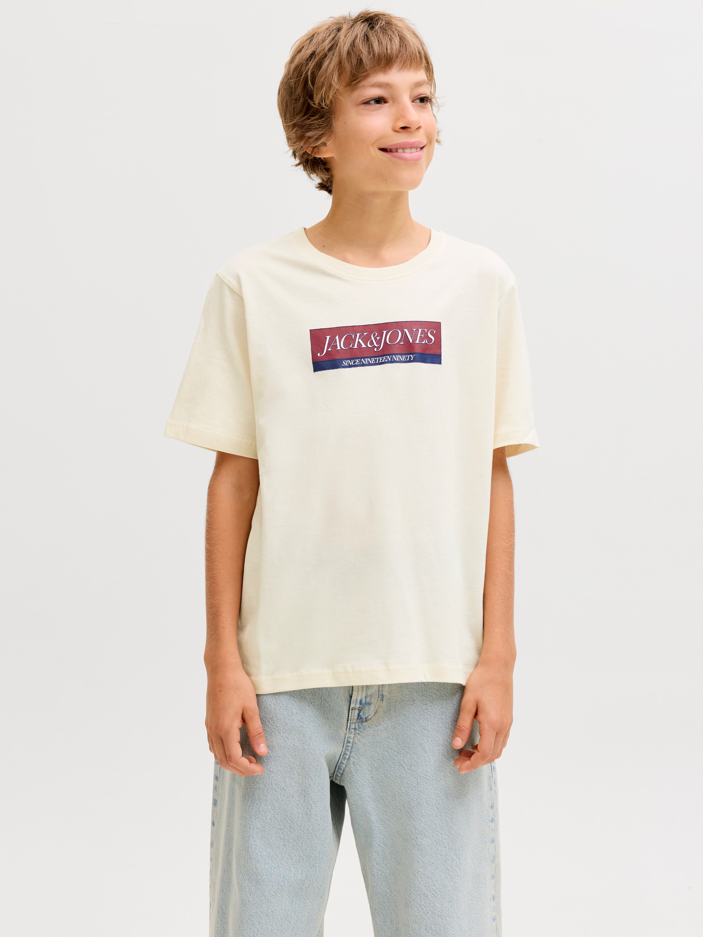 Jack & Jones Junior T-Shirt »JORINWOOD BLOCK BRAND TEE SS CN NOOS JNR«