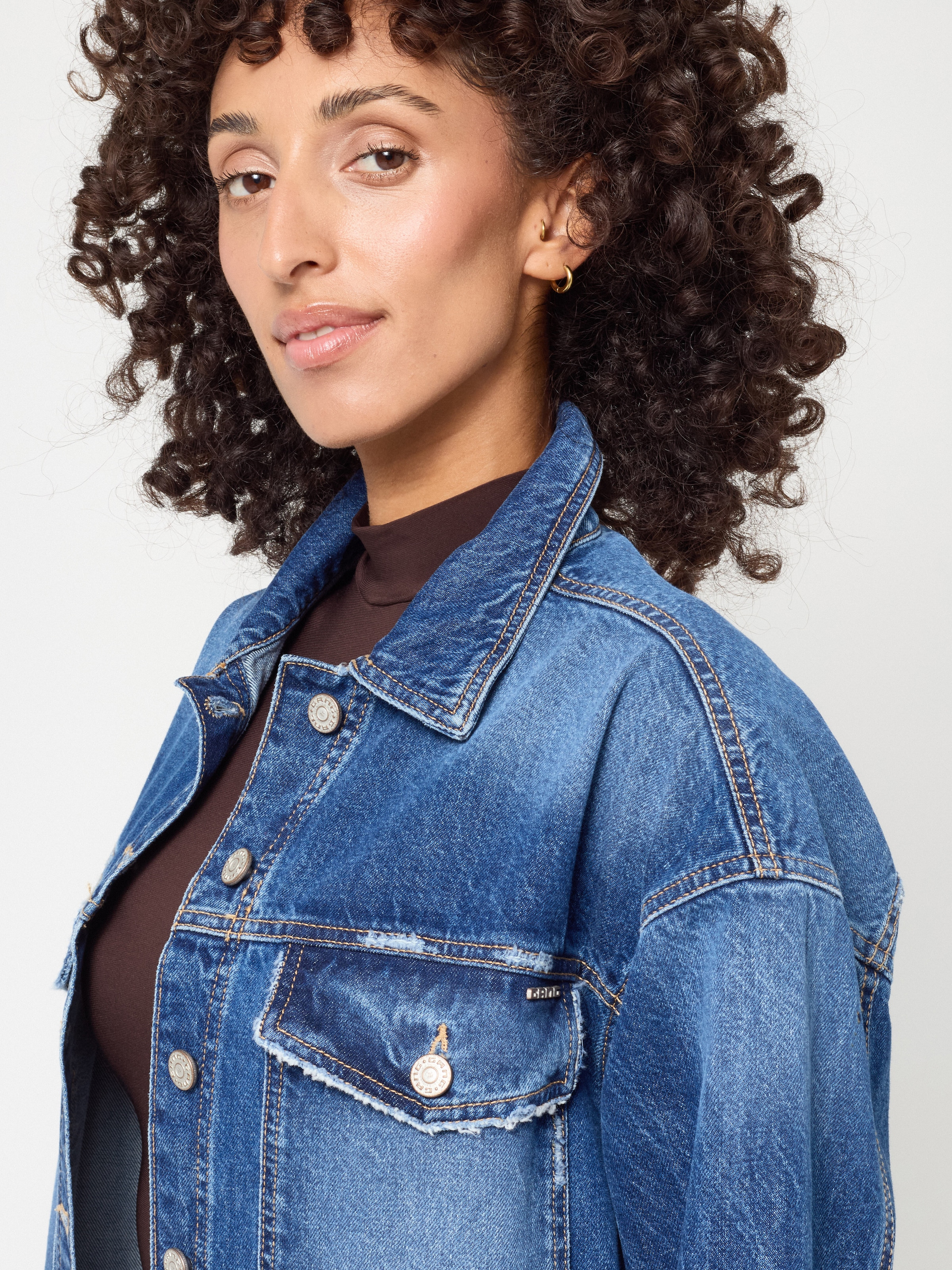 GANG Veste en jean »94ZORA JACKET« coupe oversize, effet destroy