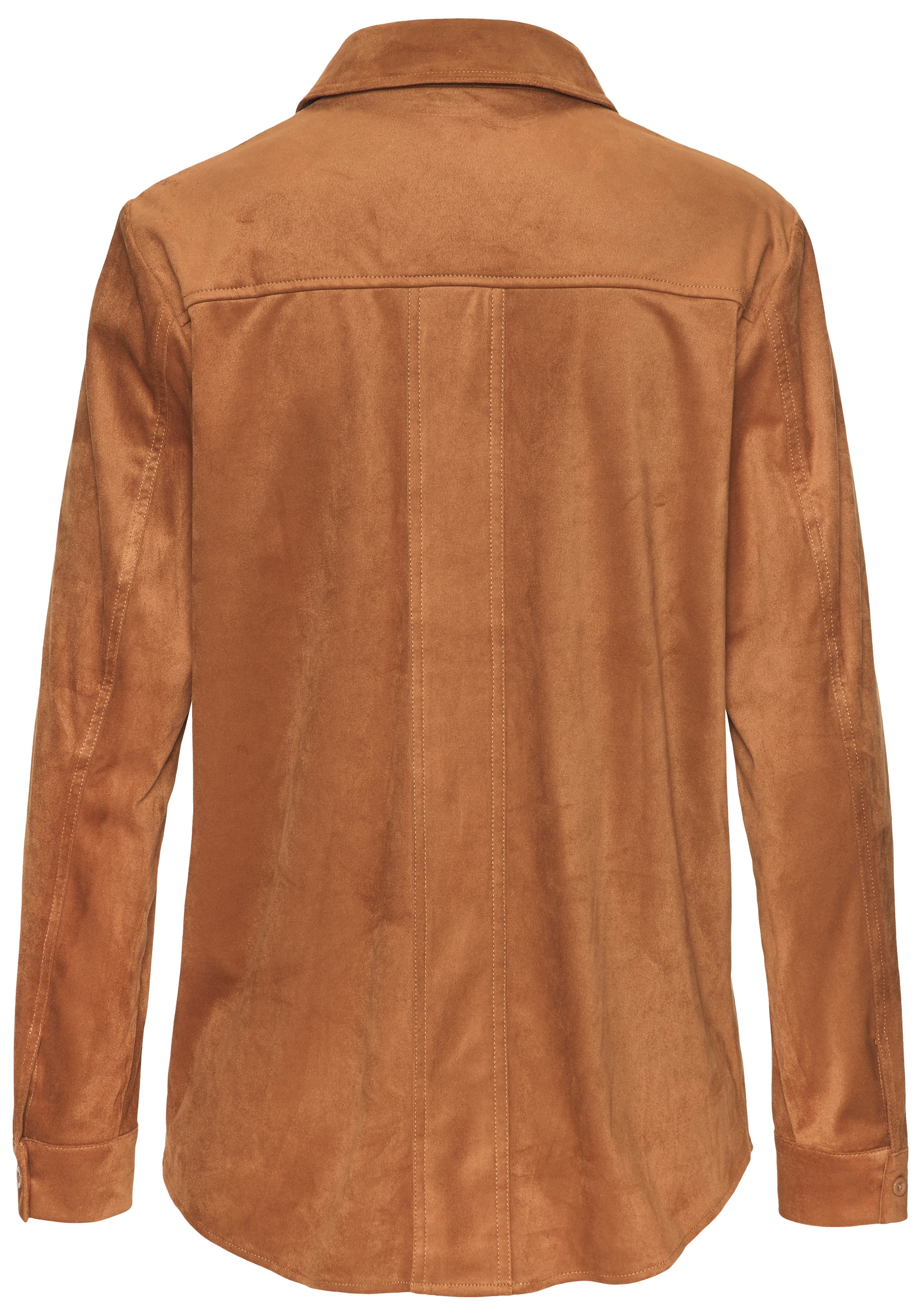 LASCANA Hemdbluse »aus Velourlederimitat« Bluse in Velourslederoptik, Langarmbluse in Wildlederoptik