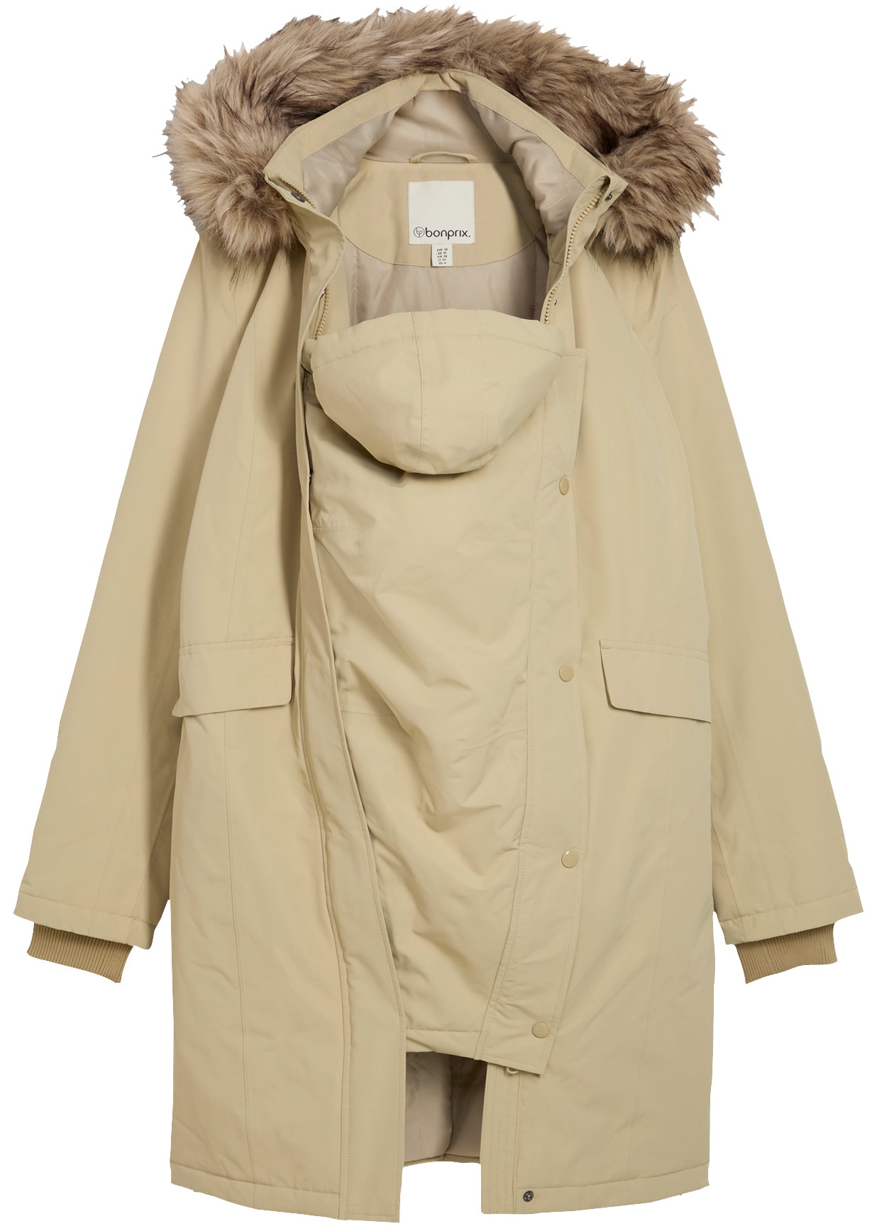 bonprix Manteau de grossesse avec insert de portage amovible, matelassage mi-chaud, coupe confortable