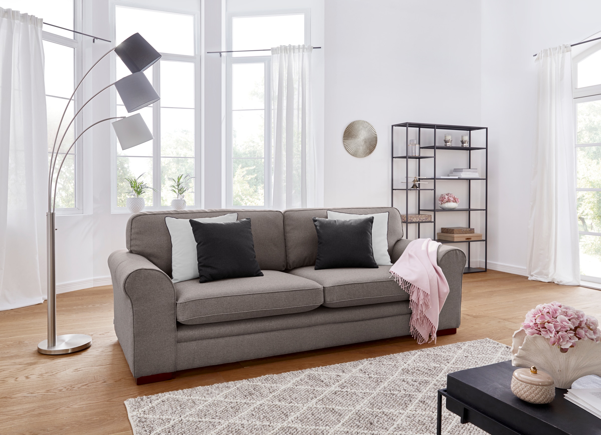 Home affaire 3-places »Broughton« weicher Sitzkomfort, incl. 2 Zierkissen, Keder