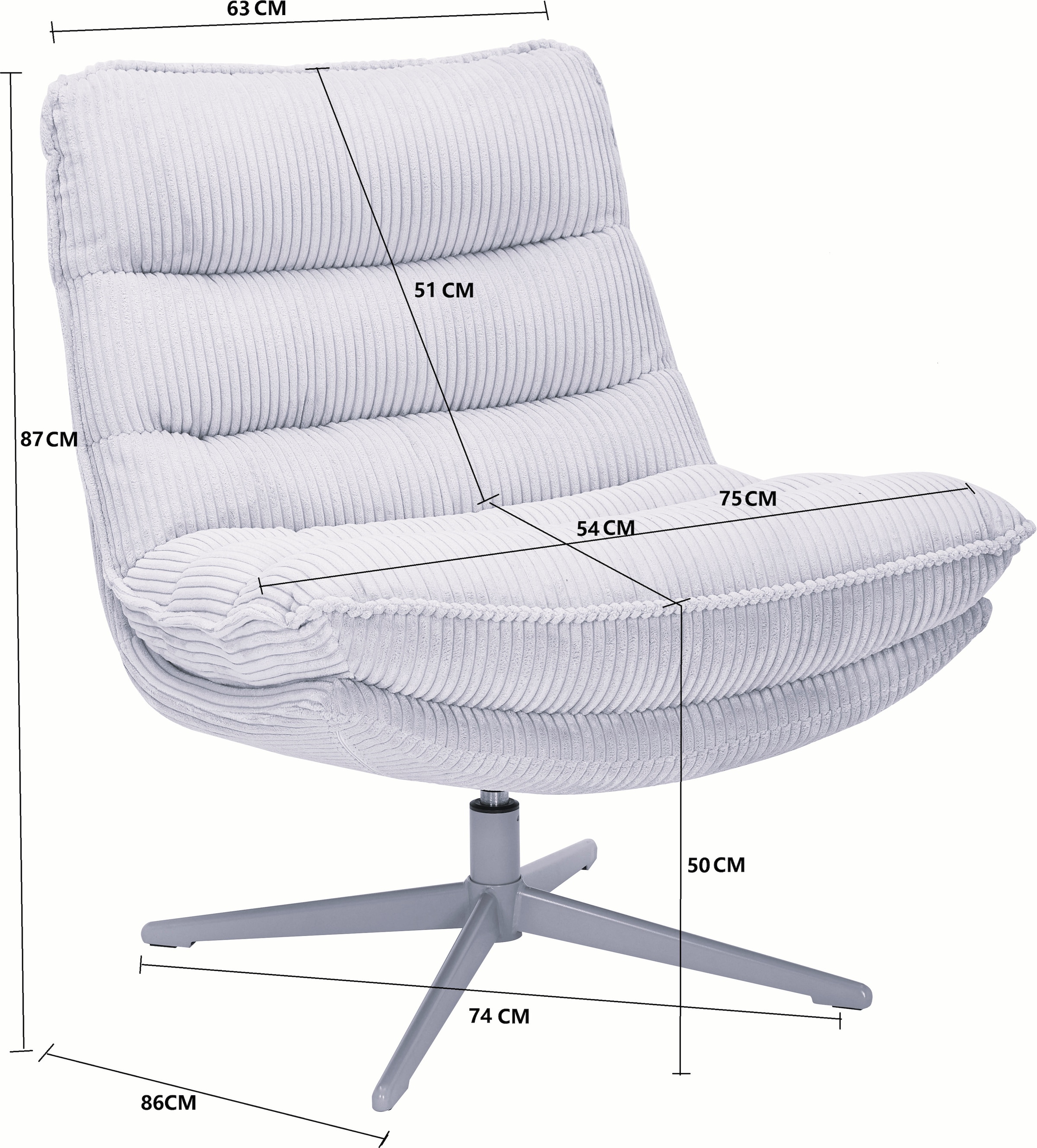 GOODproduct Fauteuil »AVAA, Loungesessel im softem Cord-Bezug,« 360° Grad drehbar, Relax- und TV-Sessel