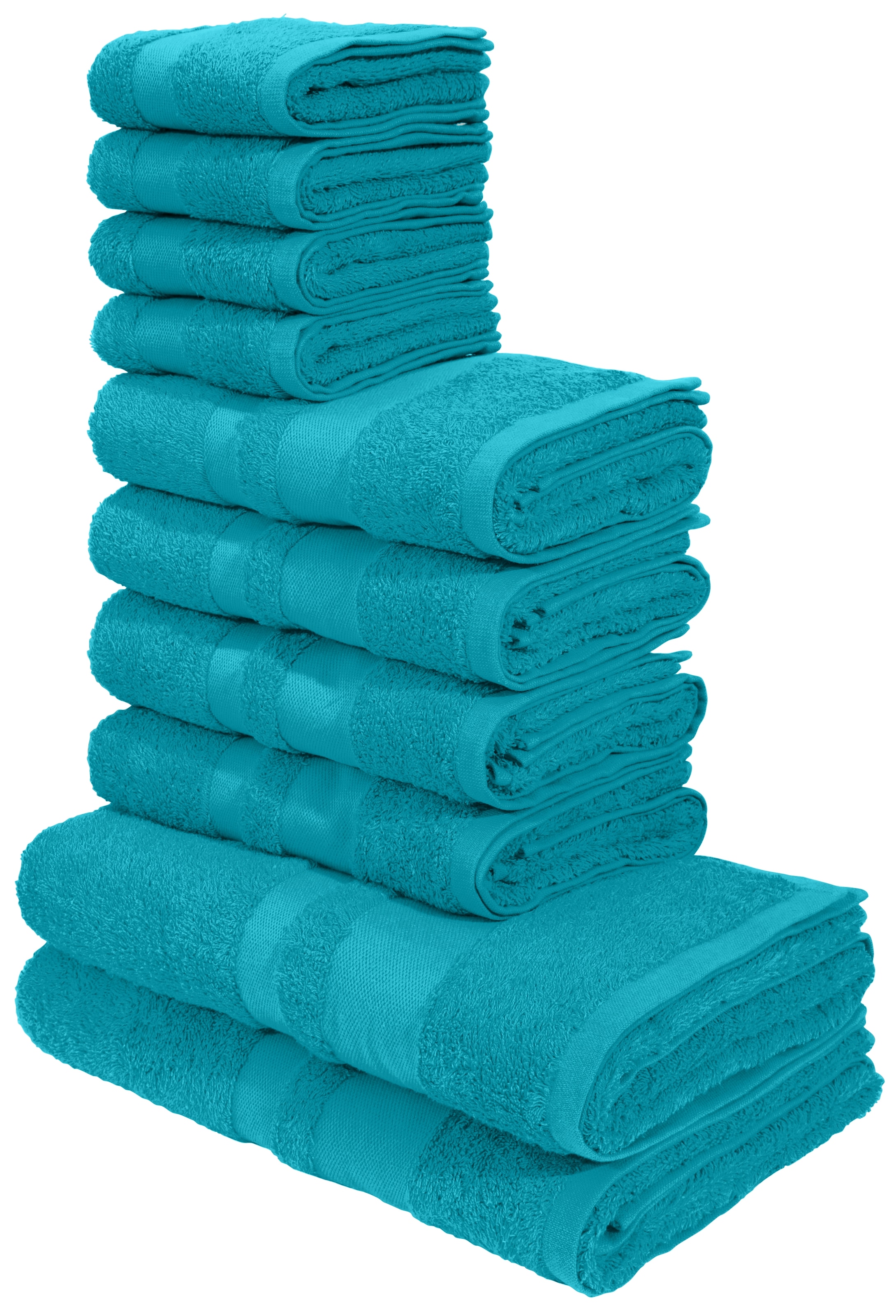 GOODproduct Handtuch Set »Vanessa, 10-tlg Handtuch-Set, weich, in Standard- und Premium-Qualität« Set 10 tlg. Walkfrottee 100% Baumwolle, Duschtücher, Handtücher, Gästetücher, mit Bordüre