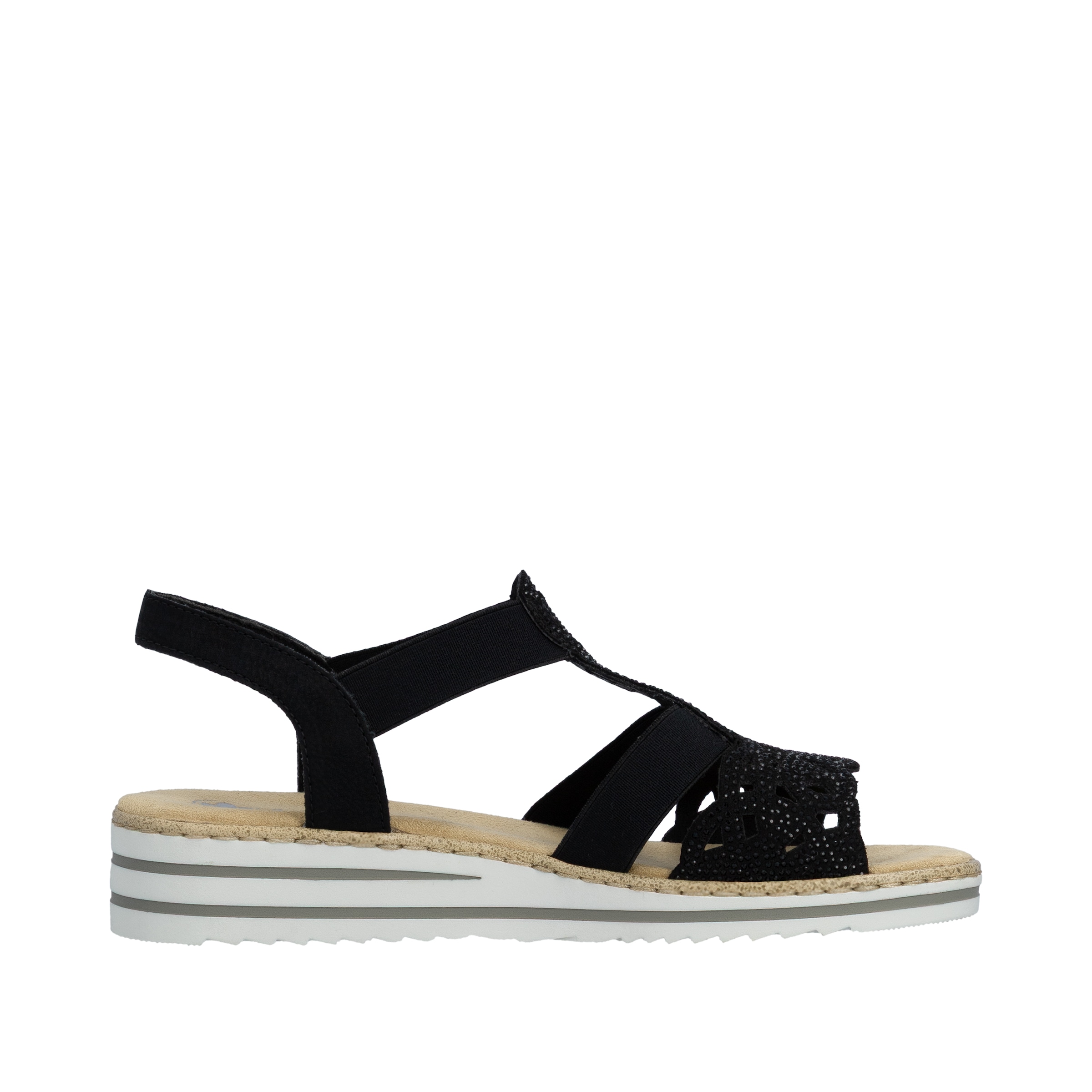 Rieker Sandale  Keilsandalette, Sommerschuh, Urlaubsschuh mit Glitzersteine