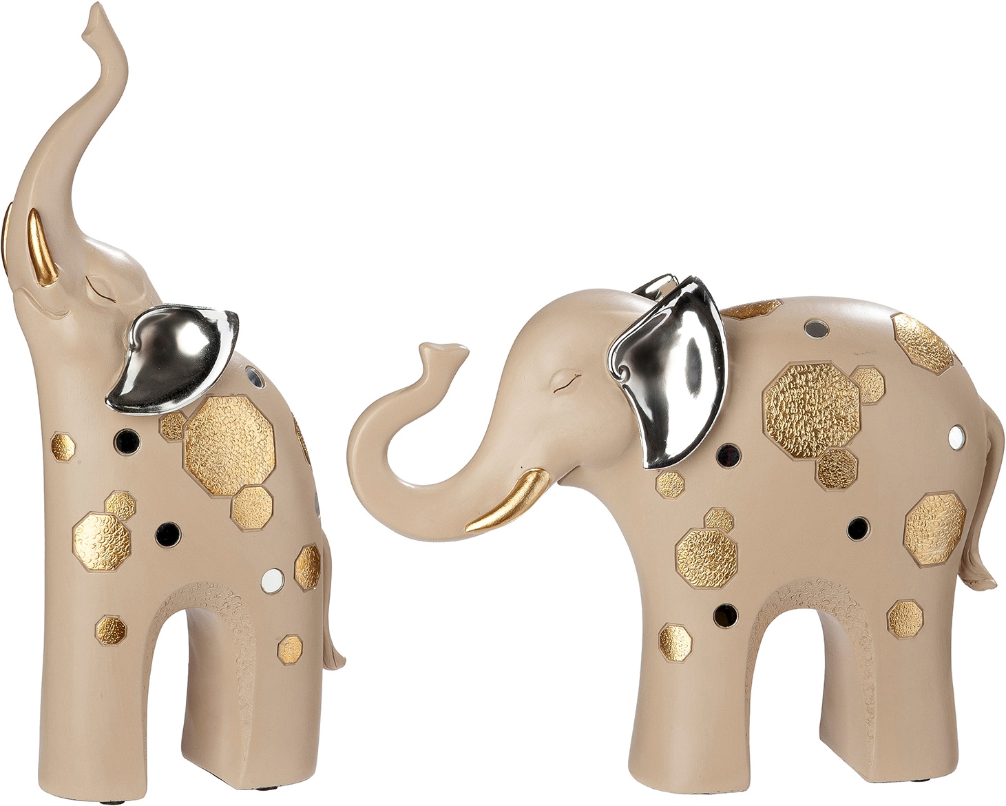 GILDE Skulptur »2tlg. Set Figur Elefant Midas creme« Tierfigur Glückssymbol Dekoelefant elegantes Design Ethno-Stil