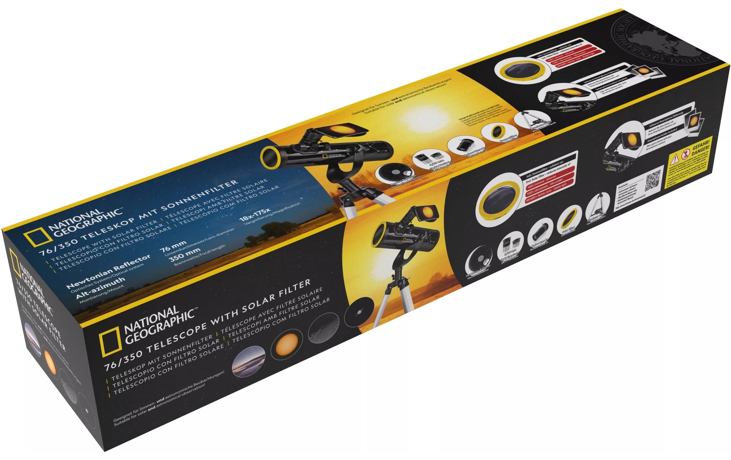 NATIONAL GEOGRAPHIC Teleskop »mit Sonnenfilter 76/350«