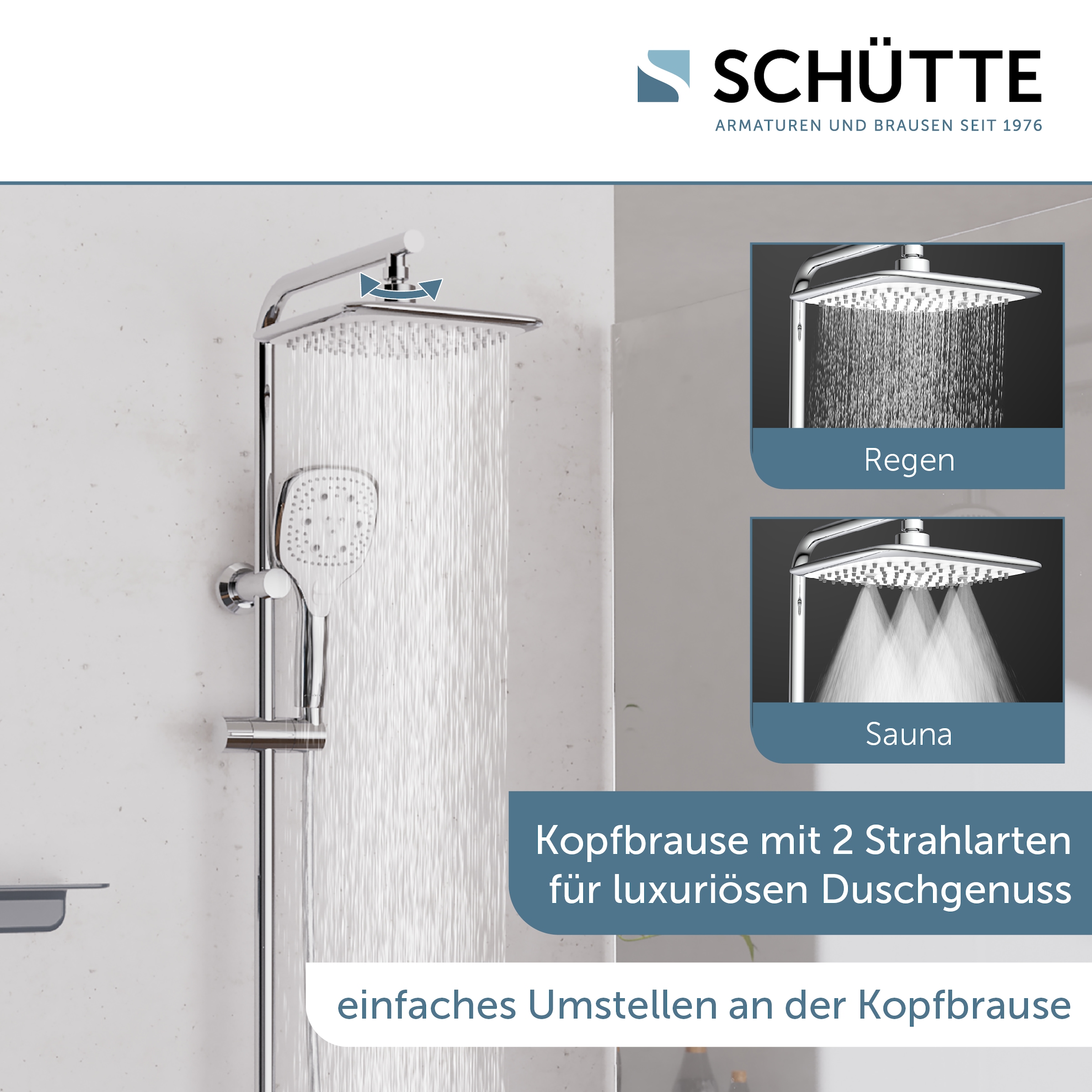 Schütte Duschsystem »MADEIRA« Überkopfbrause-Set, Regendusche, Wellness, Komplett-Set