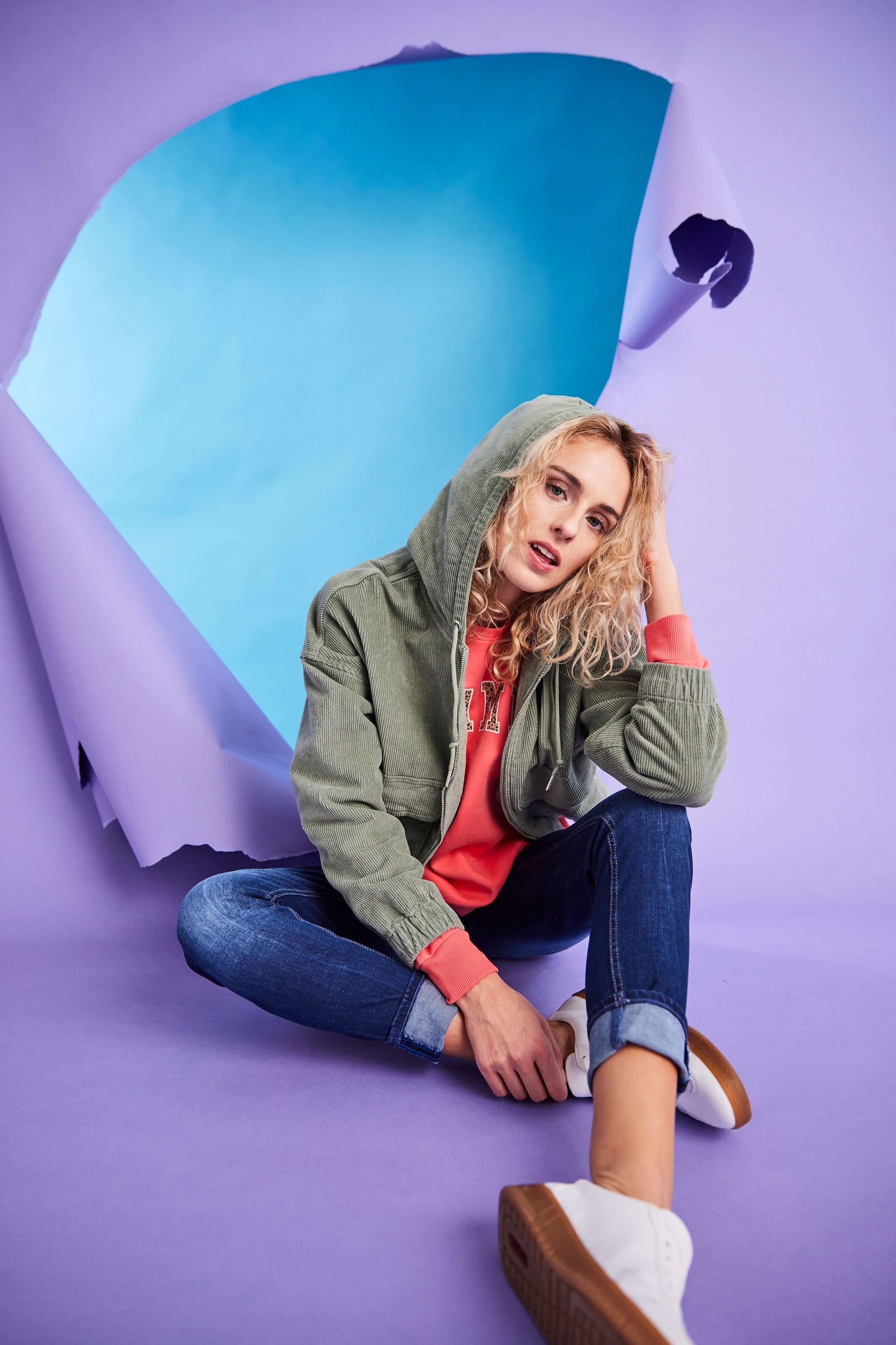 ONLY Veste en velours côtelé »ONLKENZIE L/S CORD JACKET PNT NOOS« mit Kapuze Baumwollmischung