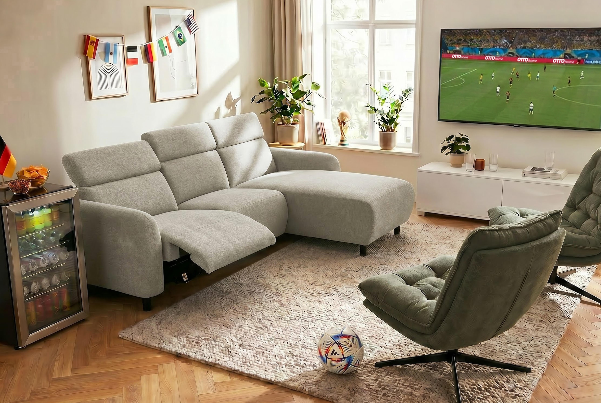GOODproduct Canapé d'angle »SKAANE Struktur, L-Form, 274 cm, manuelle/elektrische Relaxfunktion,« 274 cm, mit Kopfteilverstellung und man. oder elektr. Relaxfunktion