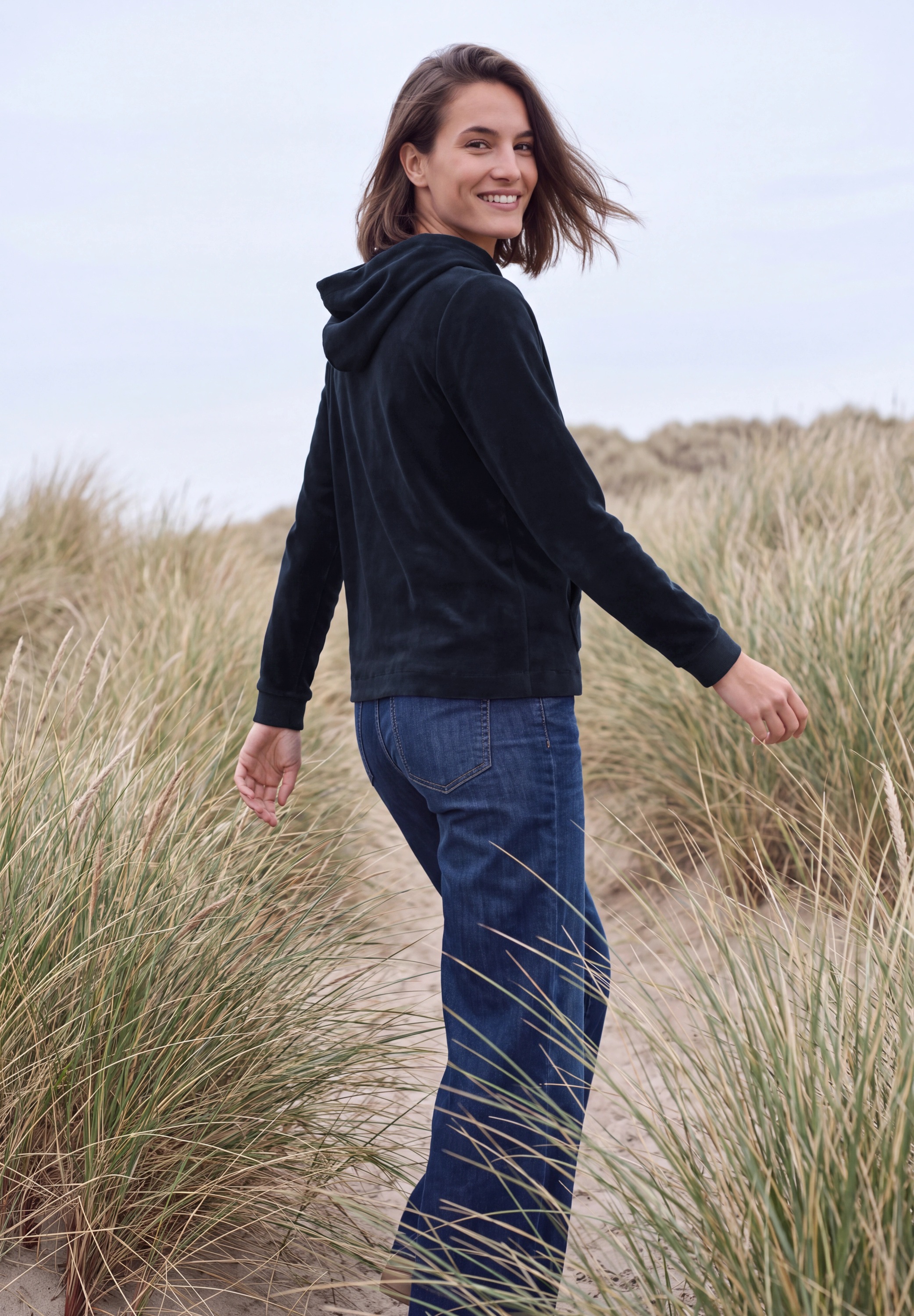Cecil Kapuzensweatshirt , Cord-Qualität, mit Elasthan, Kängurutasche
