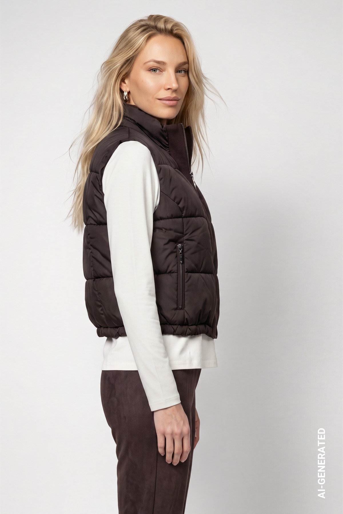Monari Gilet matelassé »Weste Basic Strickdetail« coupe régulière avec col montant