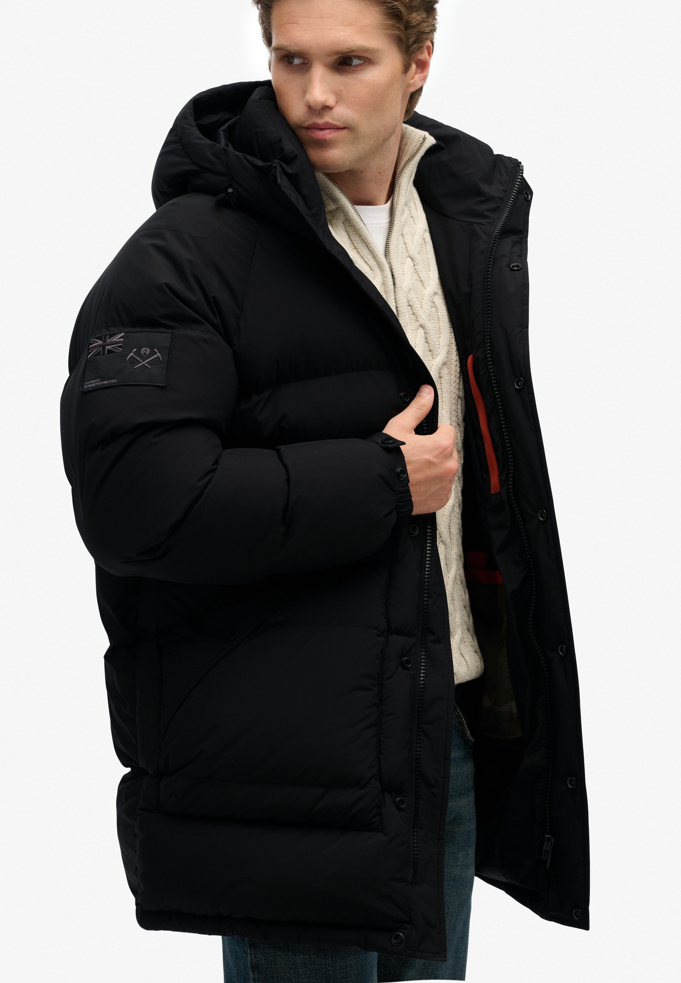 Superdry Steppjacke »XPD LONGLINE BAFFLE PARKA« mit Kapuze