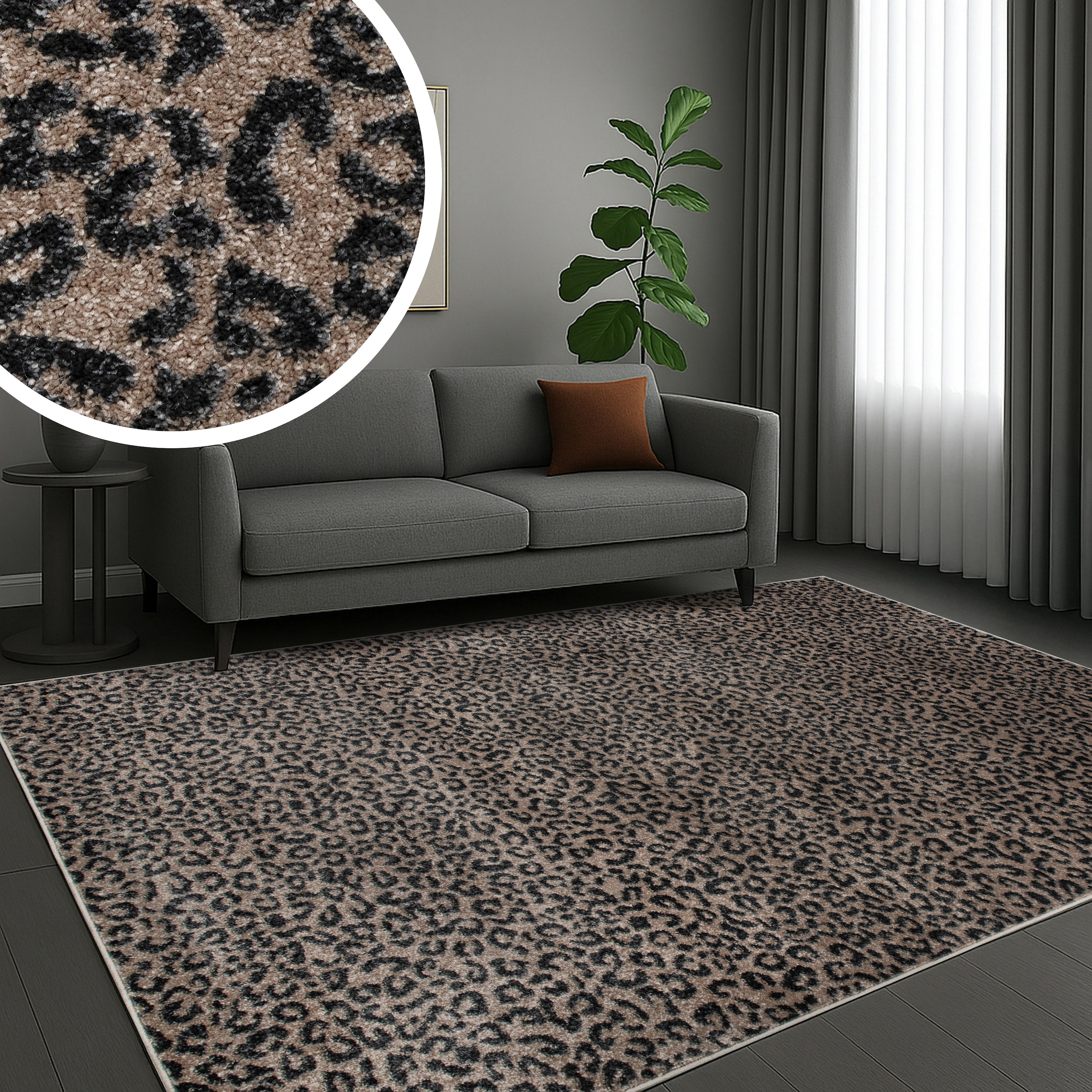 GOODproduct Tapis »Fynna, Leoparden-Muster, Animalprint« Rectangulaire 9 mm Höhe besonders weicher Flor, Wohnzimmer, Schlafzimmer, Esszimmer, Leo