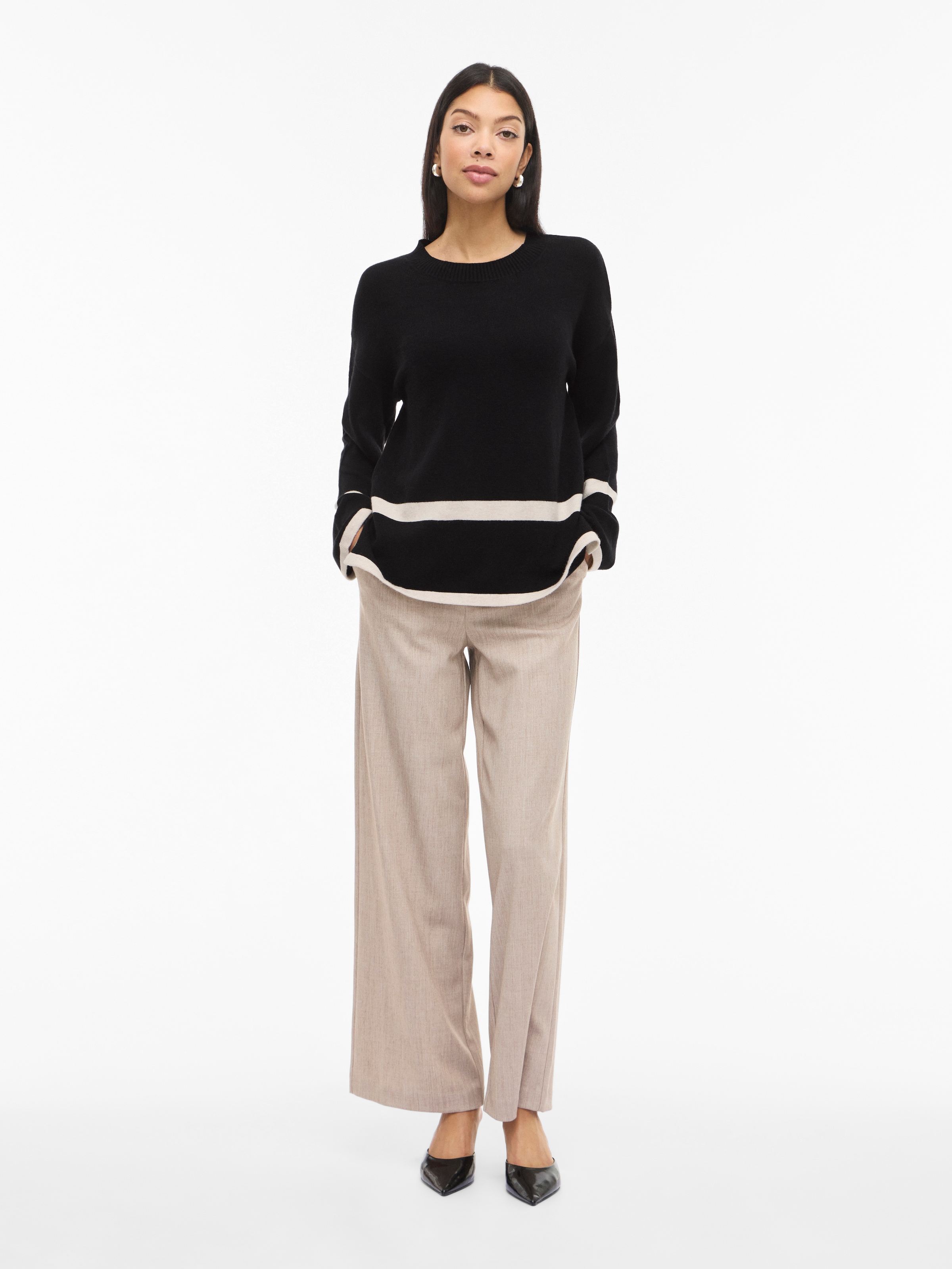 Vila Pull à col rond »VIRIL O-NECK OVERSIZE L/S KNIT TOP- NOOS« Materialmix, oversize