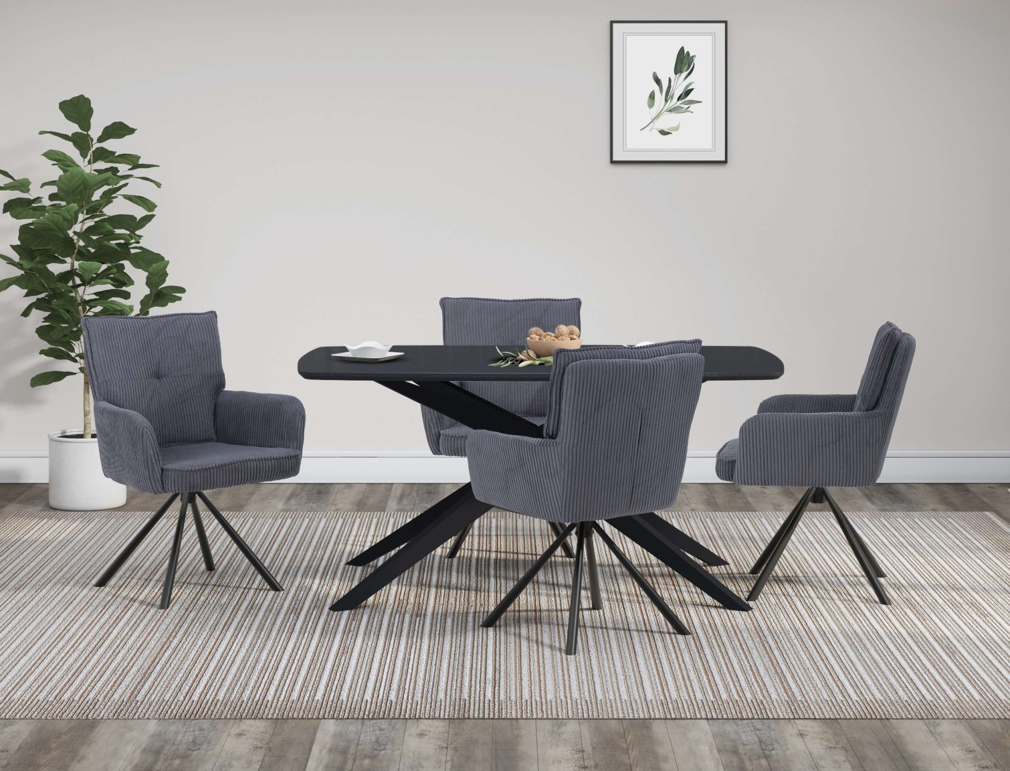 GOODproduct Esstisch »Dakona« Tischplatte mit Holzstruktur, schwarze Metallbeine, Höhe 76 cm