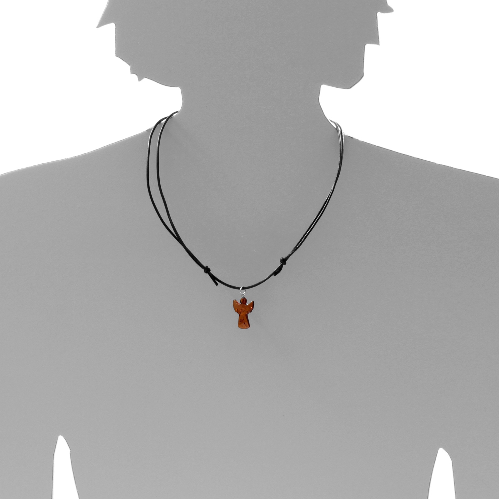 OSTSEE-SCHMUCK Chaîne avec pendentif »Ostsee-Schmuck Kette mit Anhänger Engel - Lederband«