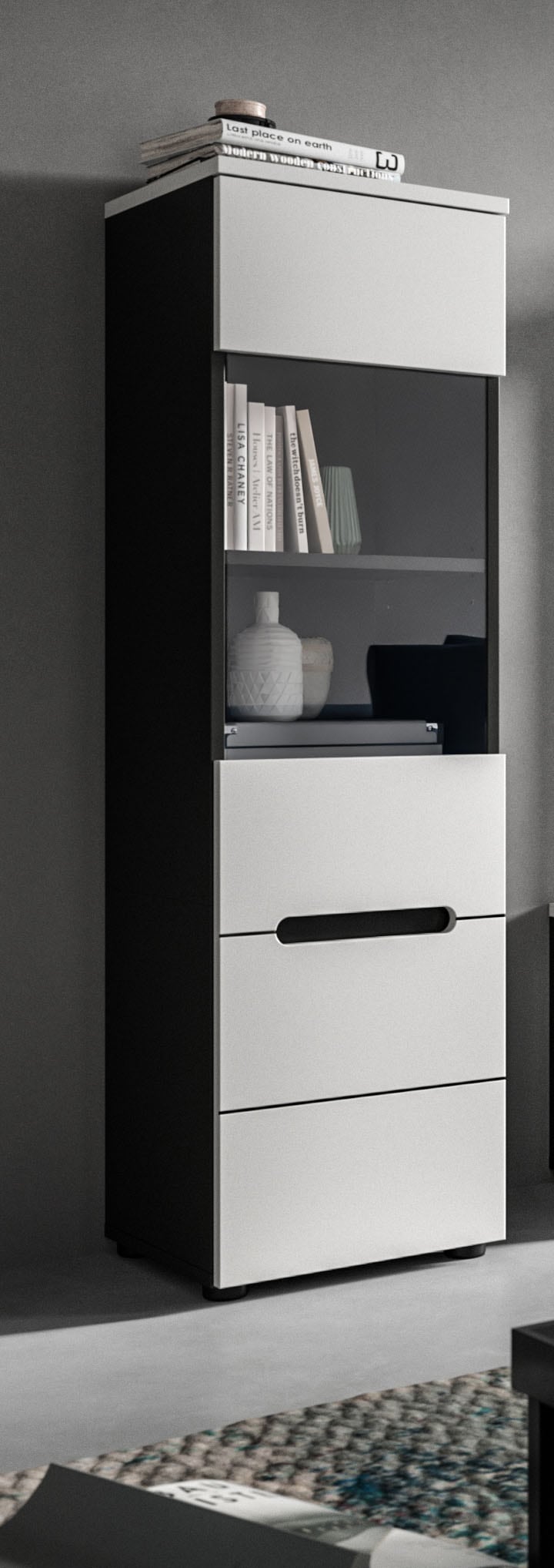 INOSIGN Vitrines »REHAT, TOPSELLER!, Höhe 125 cm, 1 Glastür, 1 Böden, 3 Fächer« stehend und hängend montierbar, 1 cuis tlg. Vitrinenschrank, Schrank, Glasvitrine, Wohnzimmervitrine