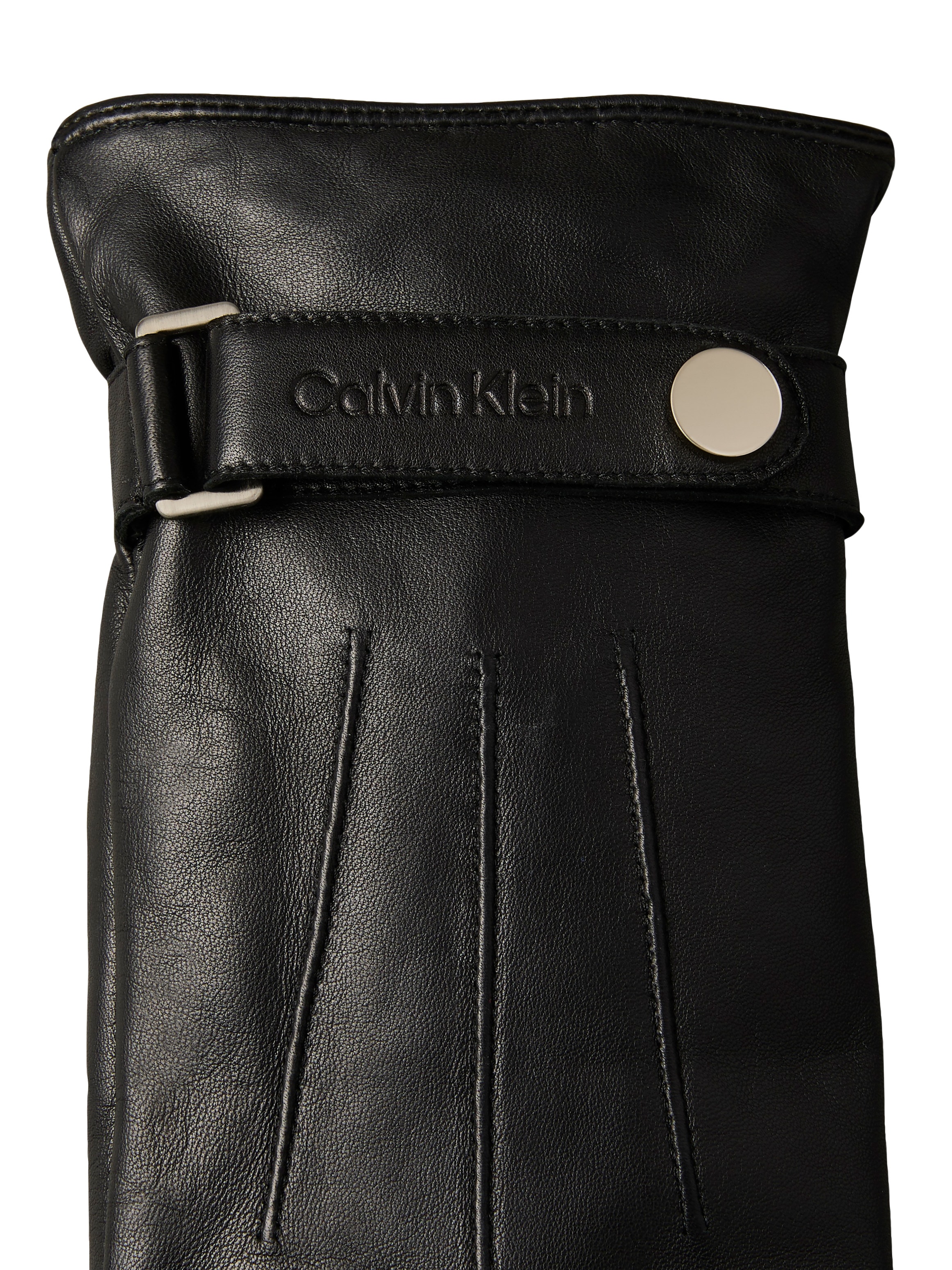 Calvin Klein Gants en cuir »LOGO STRAP SMOOTH LEATHER GLOVES« parfait pour le quotidien