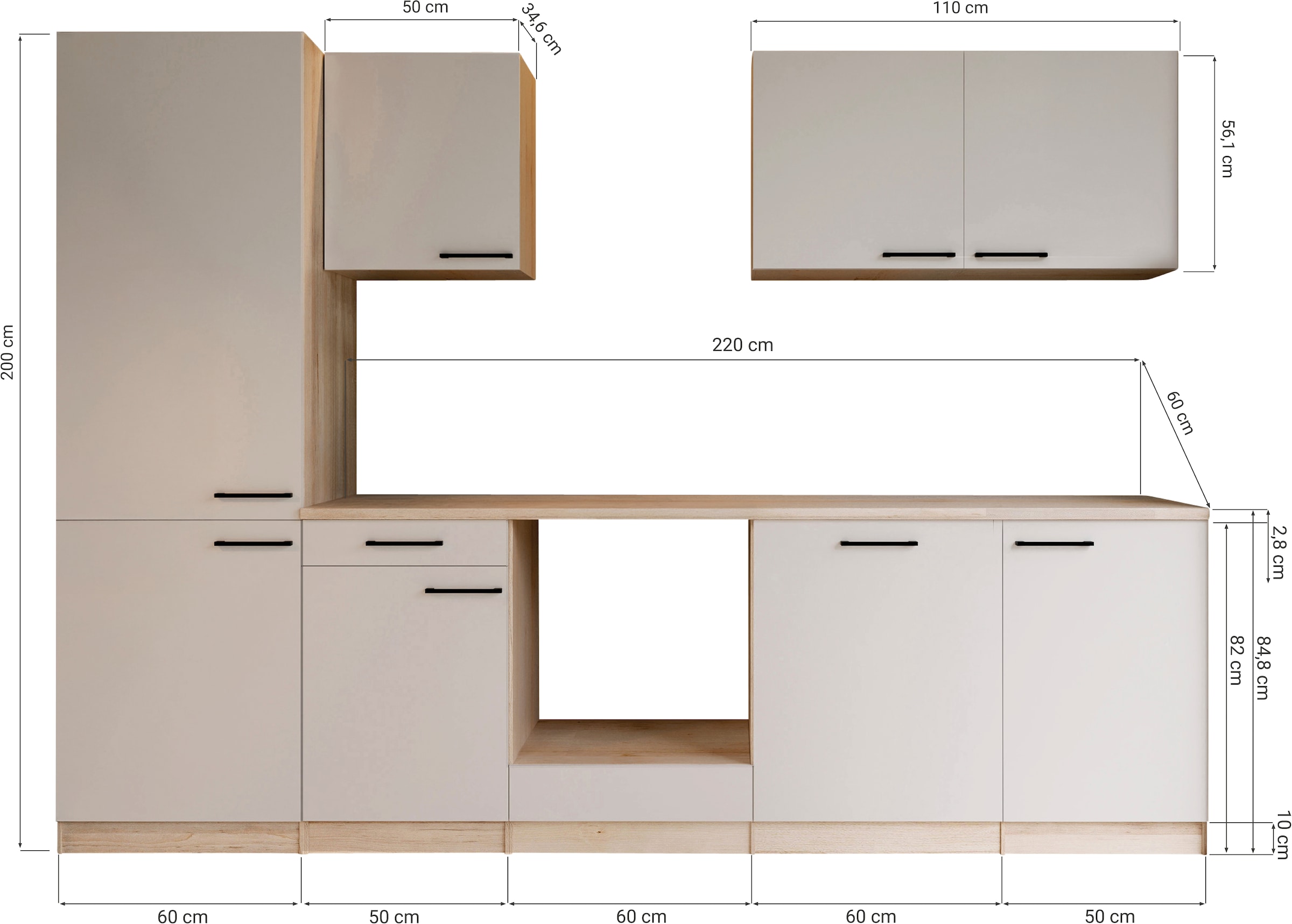 RESPEKTA Cuisine »Merle« démonté, avec éventuellement des appareils électroniques, fonction Soft Close, largeur 280 cm