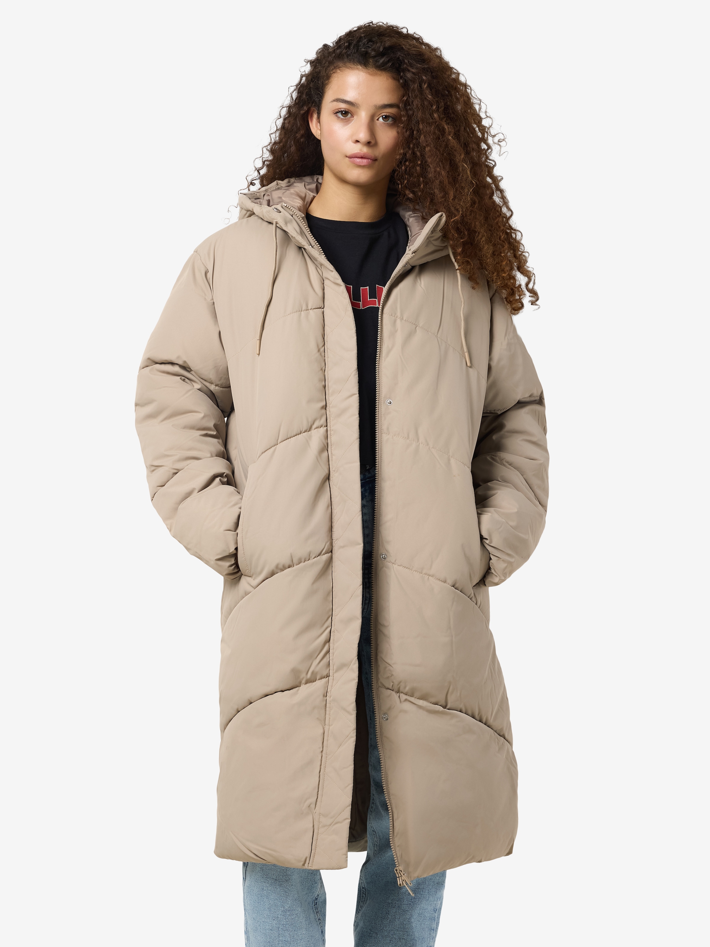 Noisy may Steppjacke »NMTENNA L/S LONG JACKET NOOS« mit Kapuze