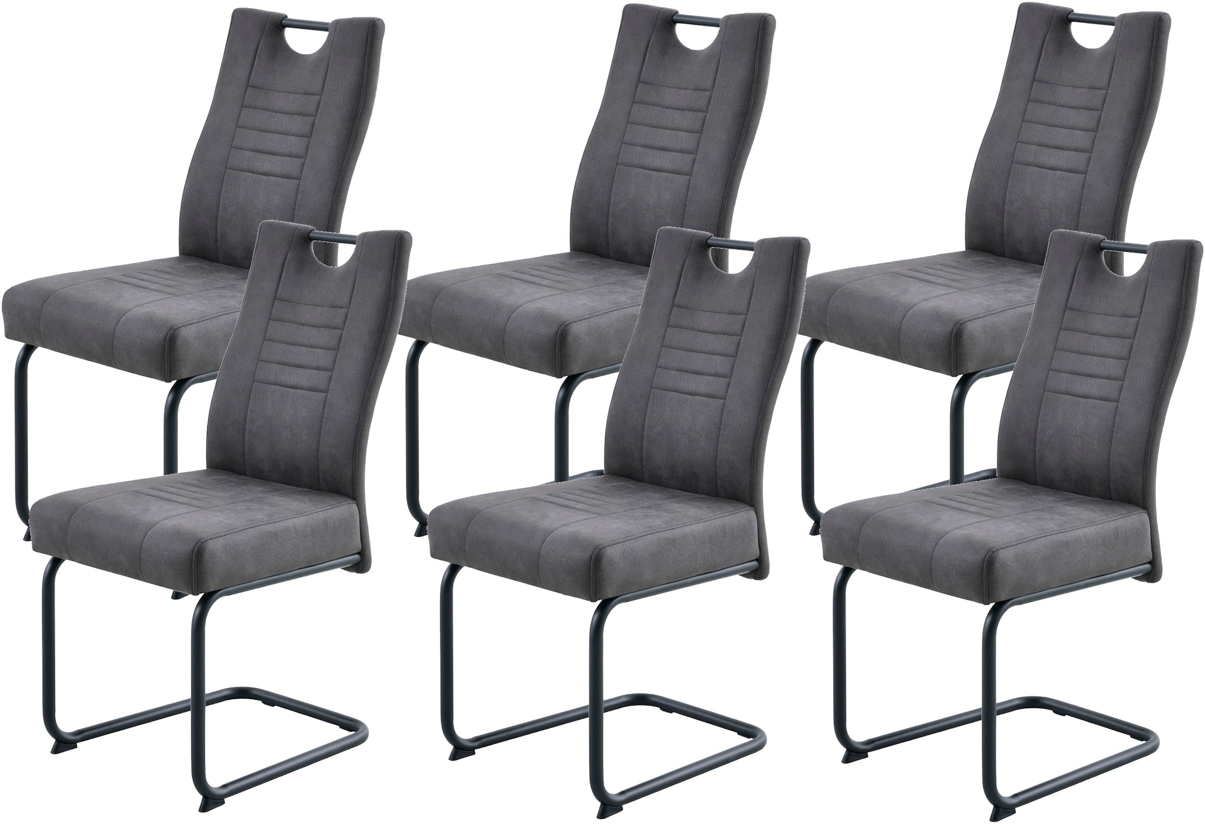 GOODproduct »"Altona", Esstisch ausziehbar plus 6 Stühle, TOPSELLER!« Esstisch ausziehbar 140 - 180 cm, 6 Freischwinger, 7 tlg. tlg. Säulentisch 140-180x90 cm, Stuhl mit Federkorb, 140 kg belastbar