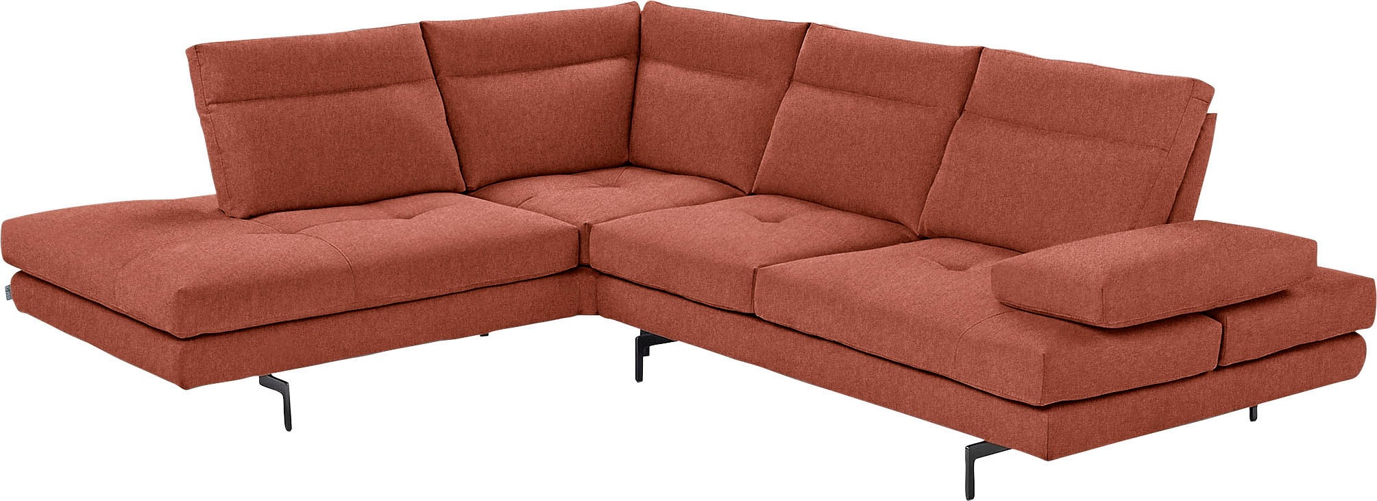 CALIA ITALIA Ecksofa »Toby Wing, B/T: 288/232 cm, Designsofa mit sensationellem Sitzkomfort« L-Form, Sitztiefenverstellung, funktionale Ecke, Füsse in schwarz matt