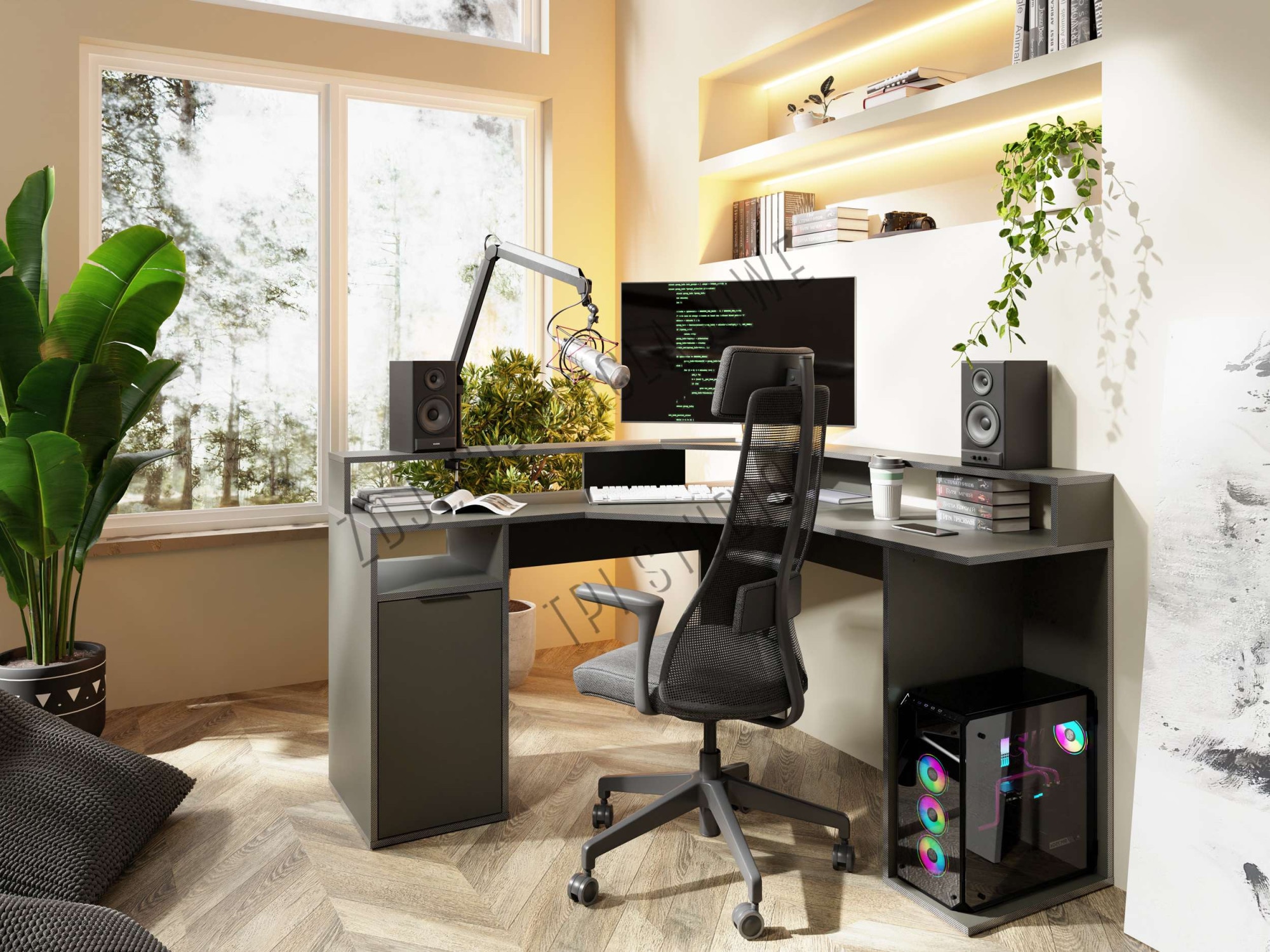 Home affaire Bureau d'angle »Omaha« Gamingtisch mit Tür, Towerfach und Monitorablage, Breite 139 cm