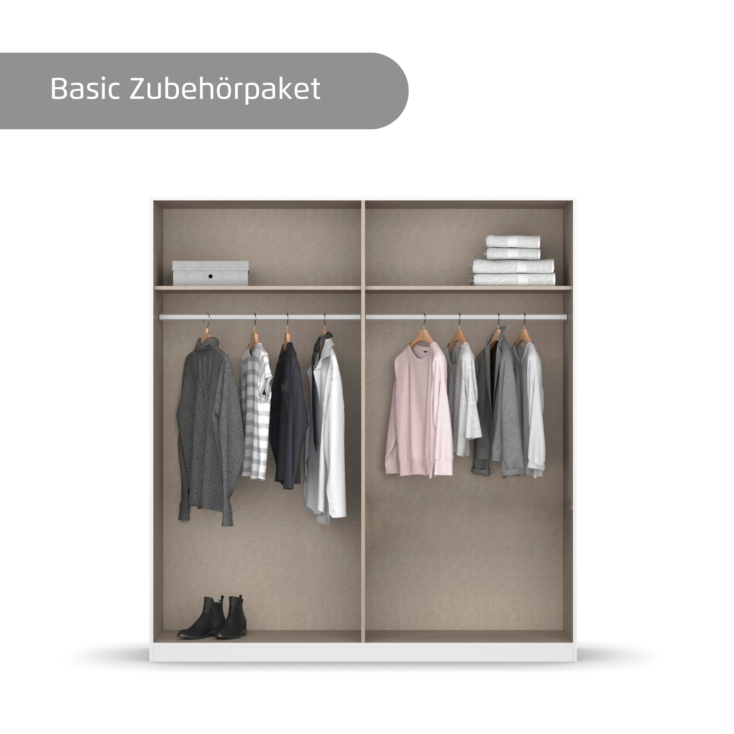 rauch Armoire à portes battantes »Kleiderschrank Schrank Garderobe Wäscheschrank Schlafzimmer LAMELLA« Breiten 181/226/271 cm in 3 Ausstattungen BASIC/CLASSIC/PREMIUM,  elegante Lamellen-Auflage in 3D Akustikpaneel Optik MADE IN GERMANY