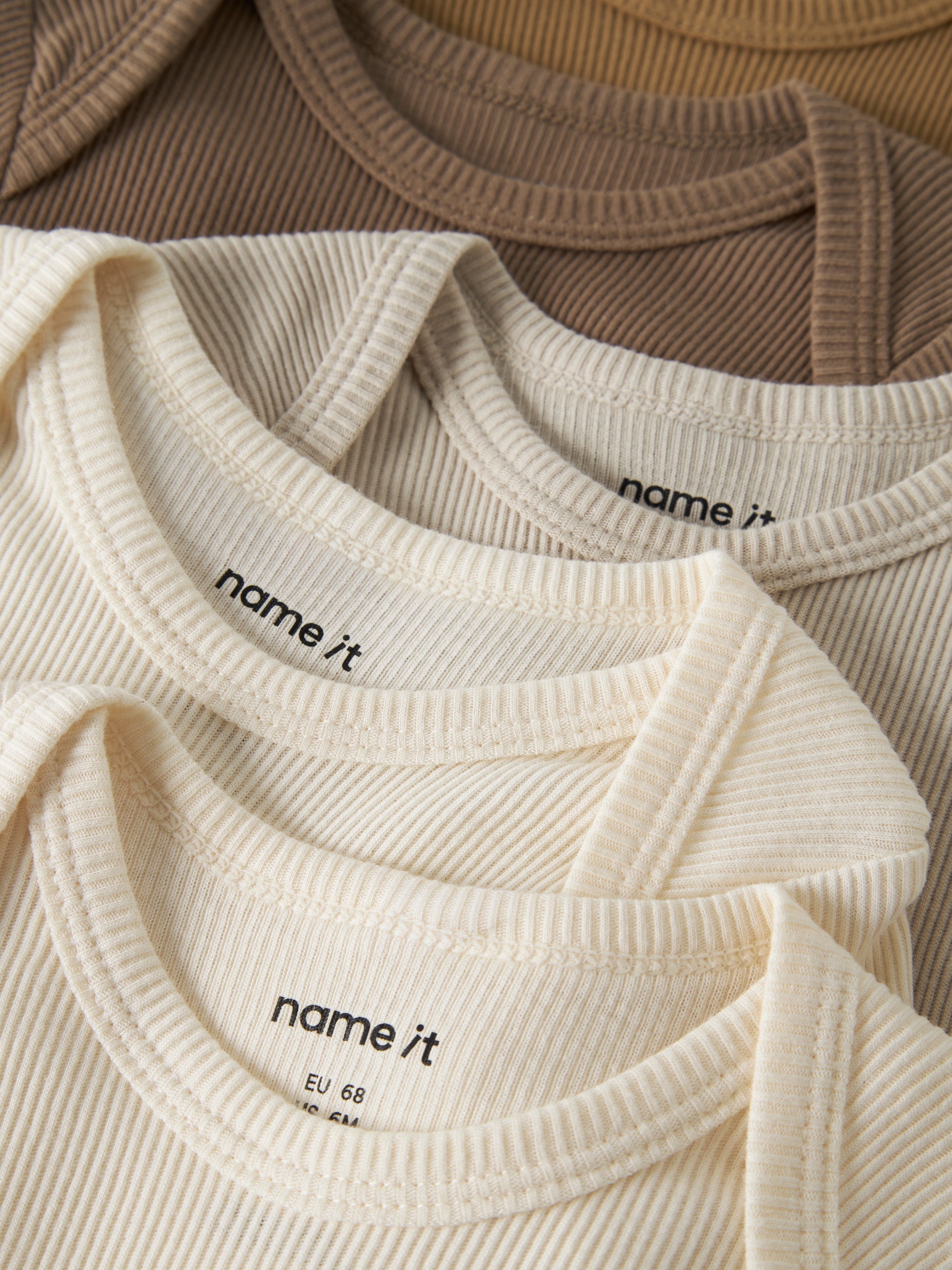 Name It Body à manches longues »NBNBODY für Mädchen und Jungen mit Rippstruktur und Komfort« Paquet, 5 uni, décontracté, coupe régulière, coton, col rond