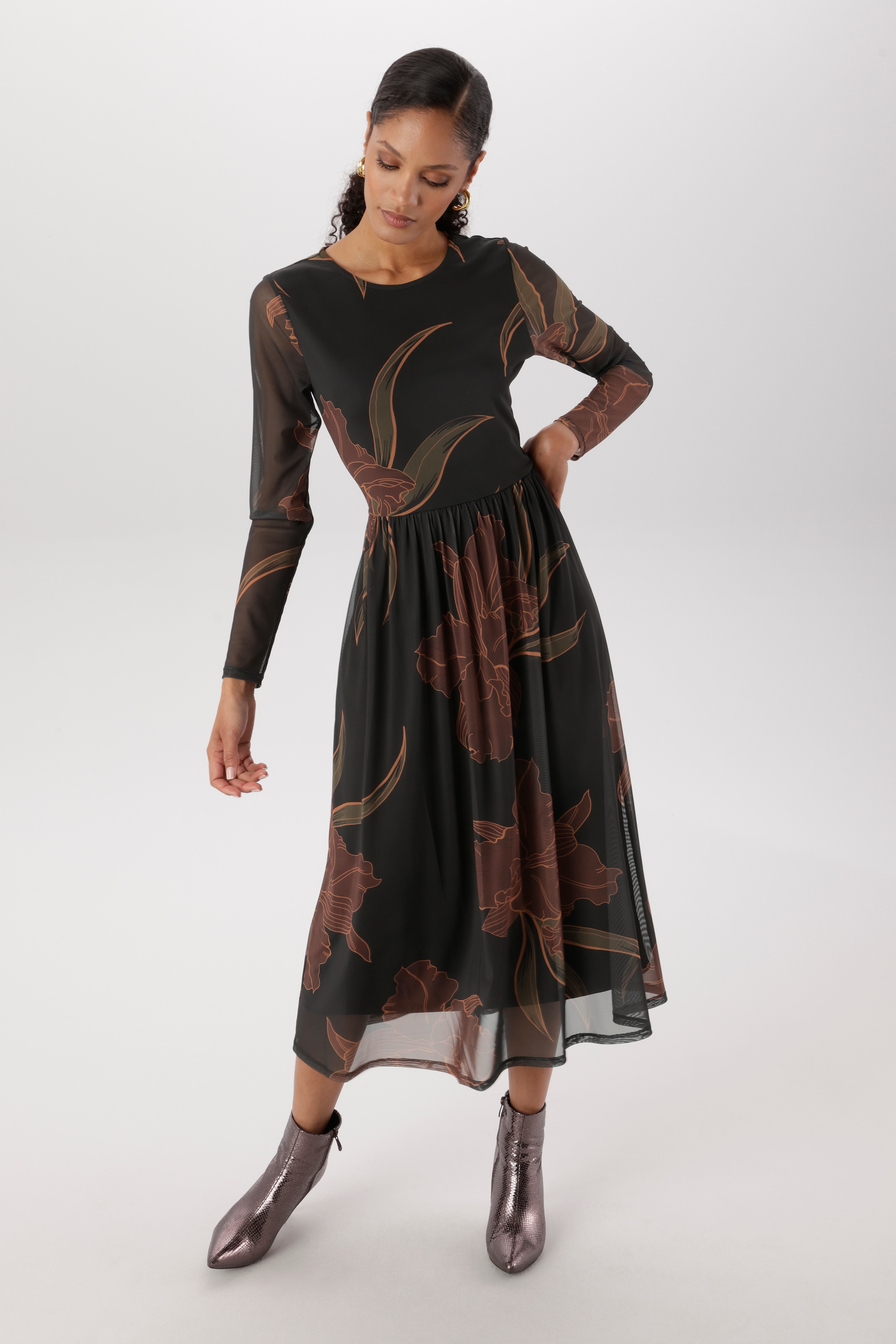 Aniston SELECTED Midikleid in Mesh-Qualität und Gummizug in der Taille - NEUE KOLLEKTION