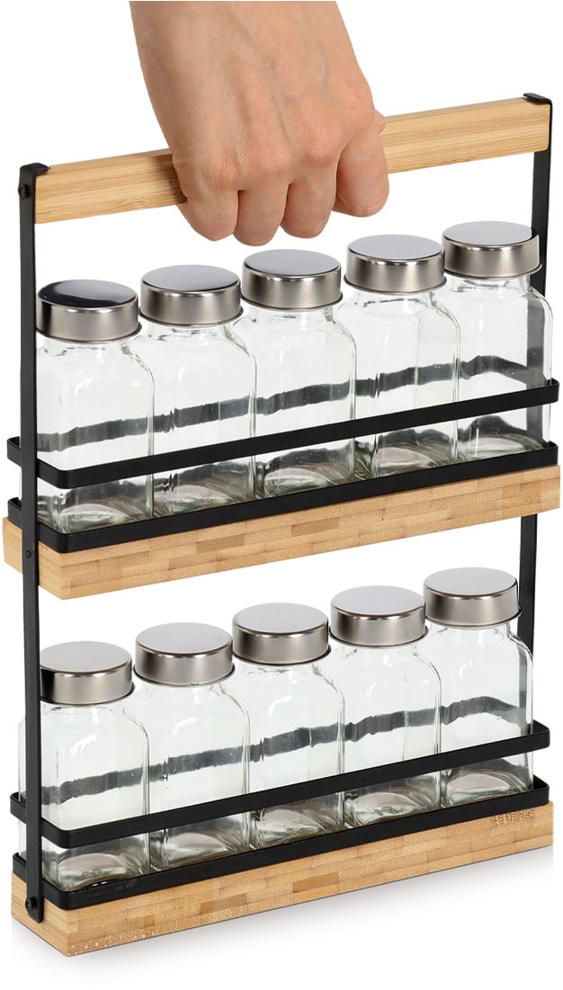 Zeller Present Gewürzständer »Set, 11-tlg., Glas/Metall/Bambus« hochwertig, moderner Materialmix