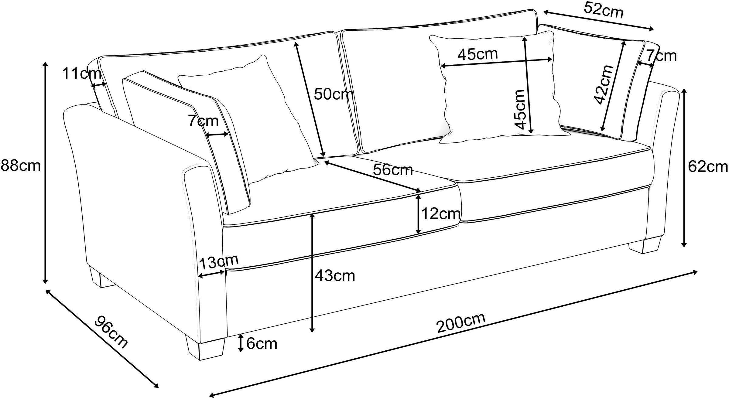 Home affaire 2,5-Sitzer »CALIFORNIA« maritimer Landhausstil, in 3 Breiten, mit Holzfüssen Weiss lackiert