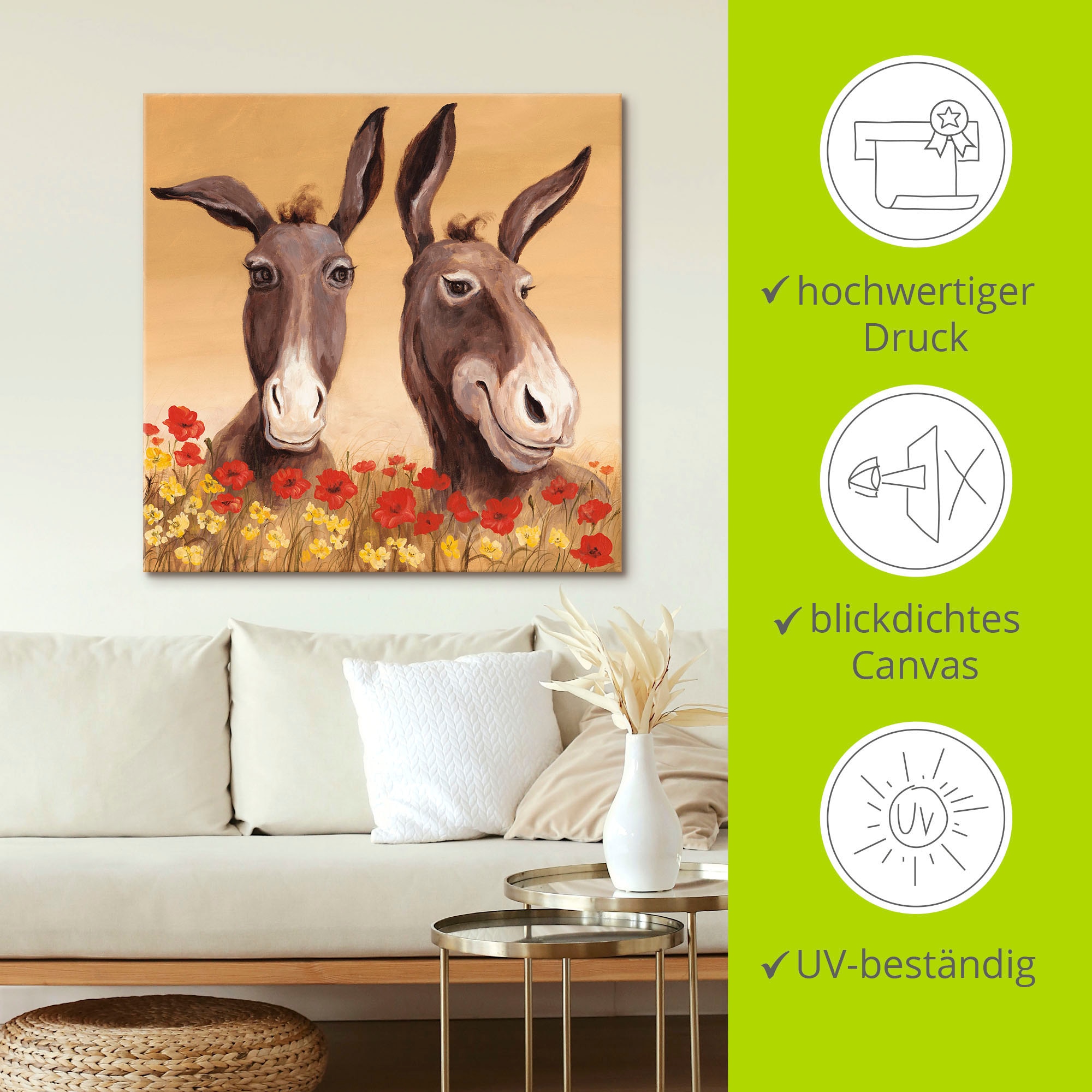 Artland Wandbild »Esel« Haustiere 1 Stk. tlg. als Alubild, Leinwandbild in verschied. Grössen