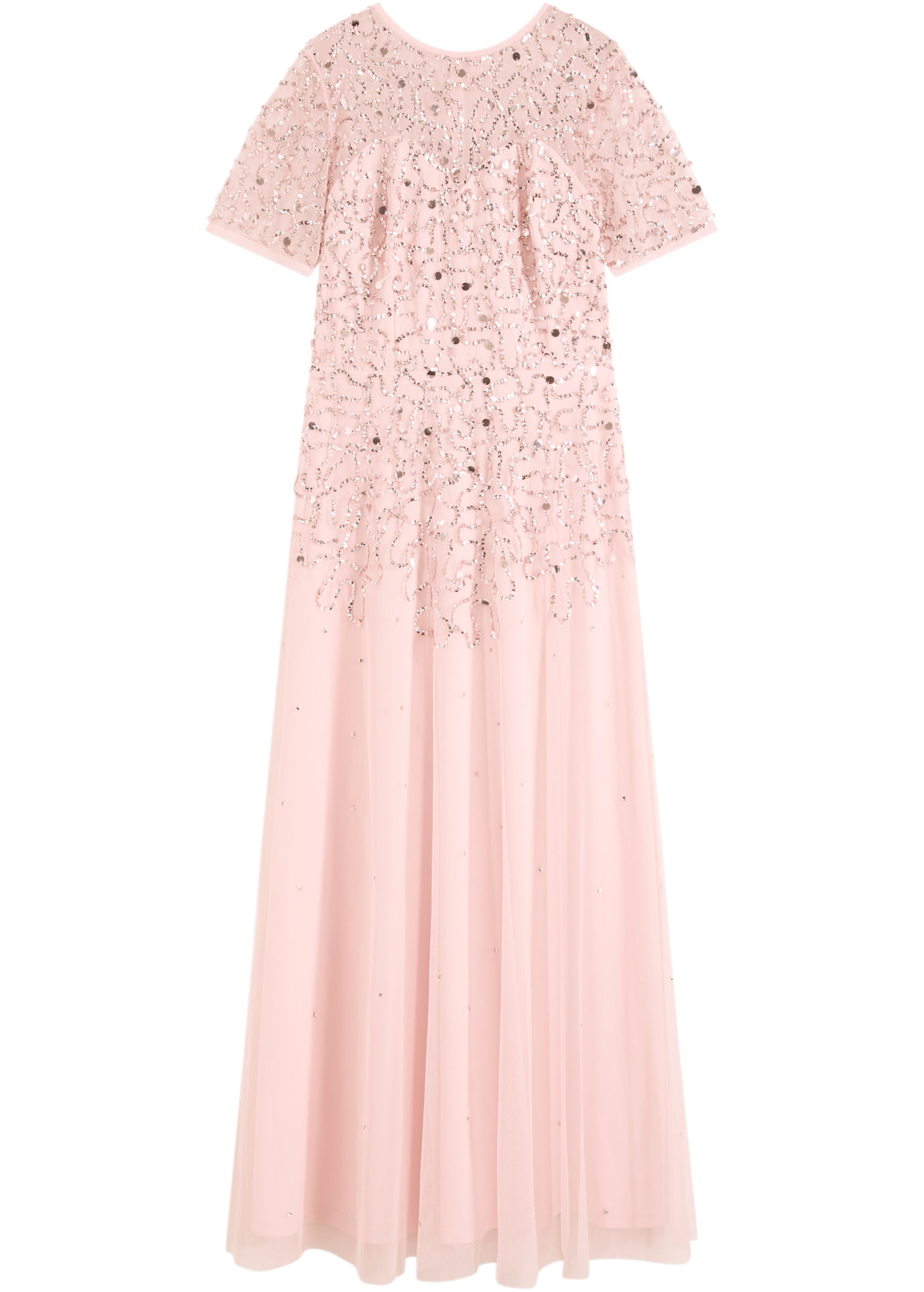 bonprix Maxi robe für festliche Anlässe, mit Tüll-Obermaterial, mit kurzem Arm