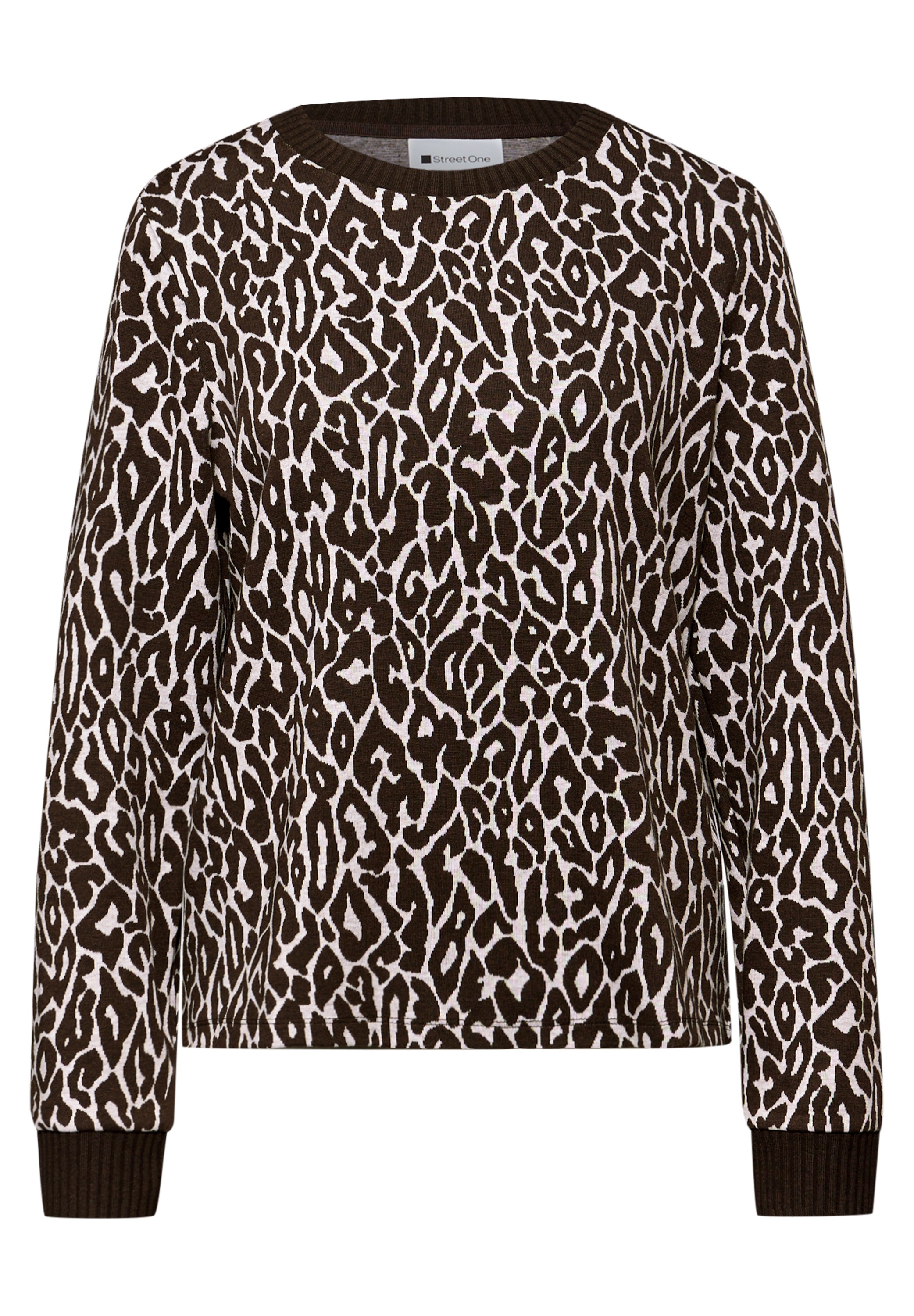 STREET ONE T-shirt à manches longues im Leo-Jaquard-Look