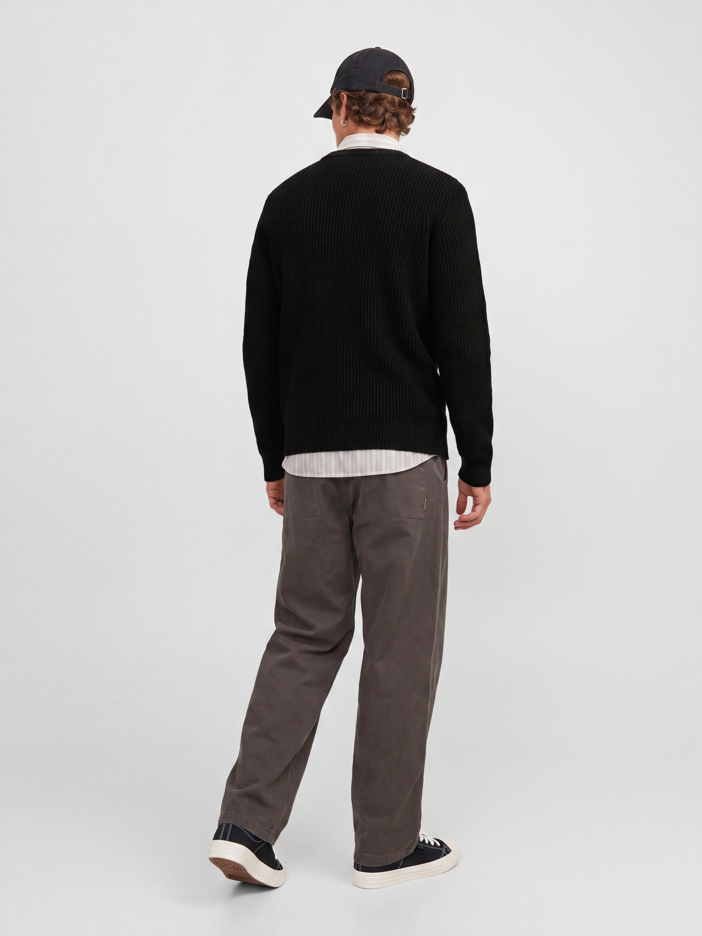 Jack & Jones Rundhalspullover »JJCLEVELAND KNIT CREW NECK« Materialmix, normal geschnitten