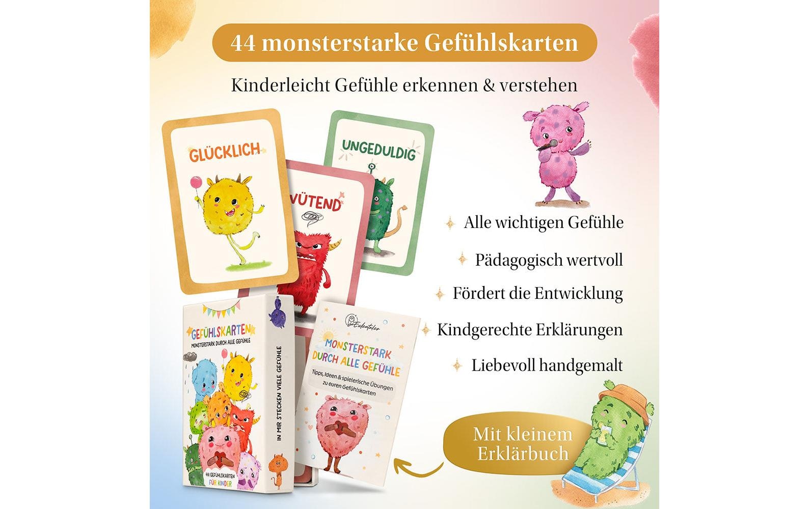   Jeu »Eulentaler Gefühlskarten Monster, 44 Karten« Pädagogisches Kartenset zur Förderung emotionaler Kompetenz