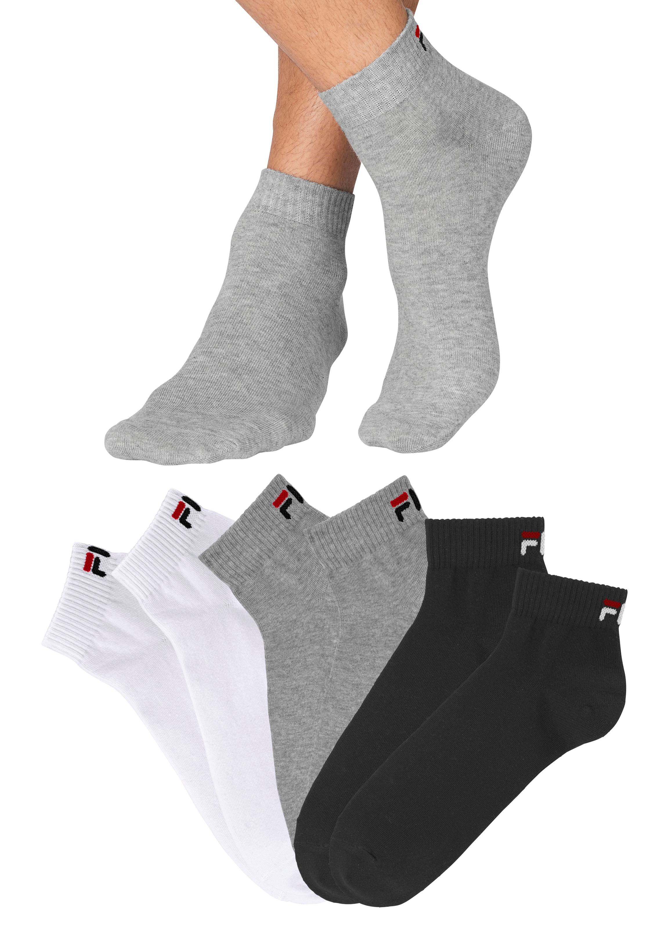 Fila Chaussettes courtes »UNISEX INVISIBLE PLAIN SOCKS« 6 paires, 6 cuis tlg. mélange de coton, bord-côtes, couture plate aux orteils