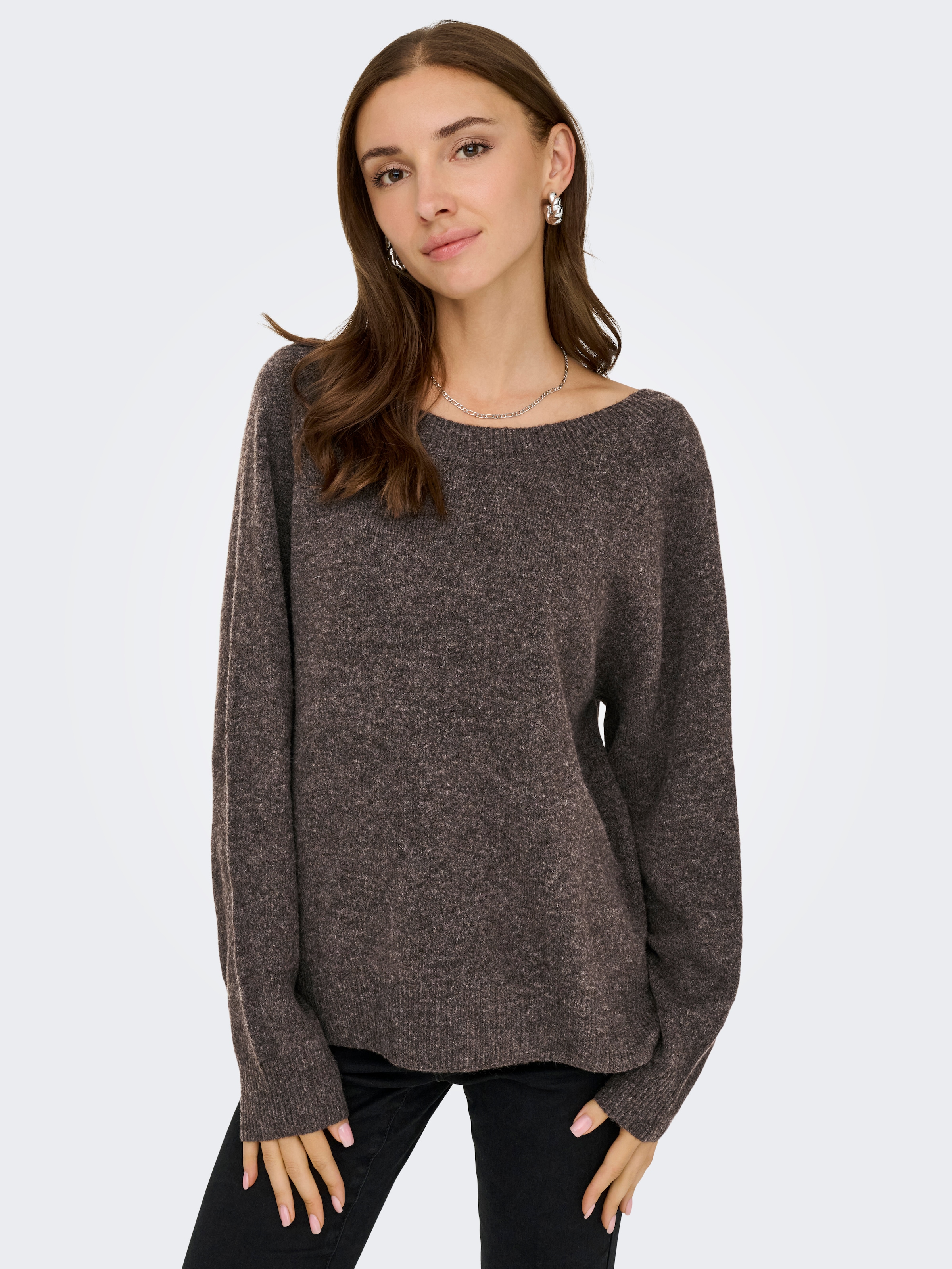 ONLY Pull en tricot »ONLRENE LS V-NECK REVERSIBEL KNT NOOS« mélange de matériaux, coupe régulière