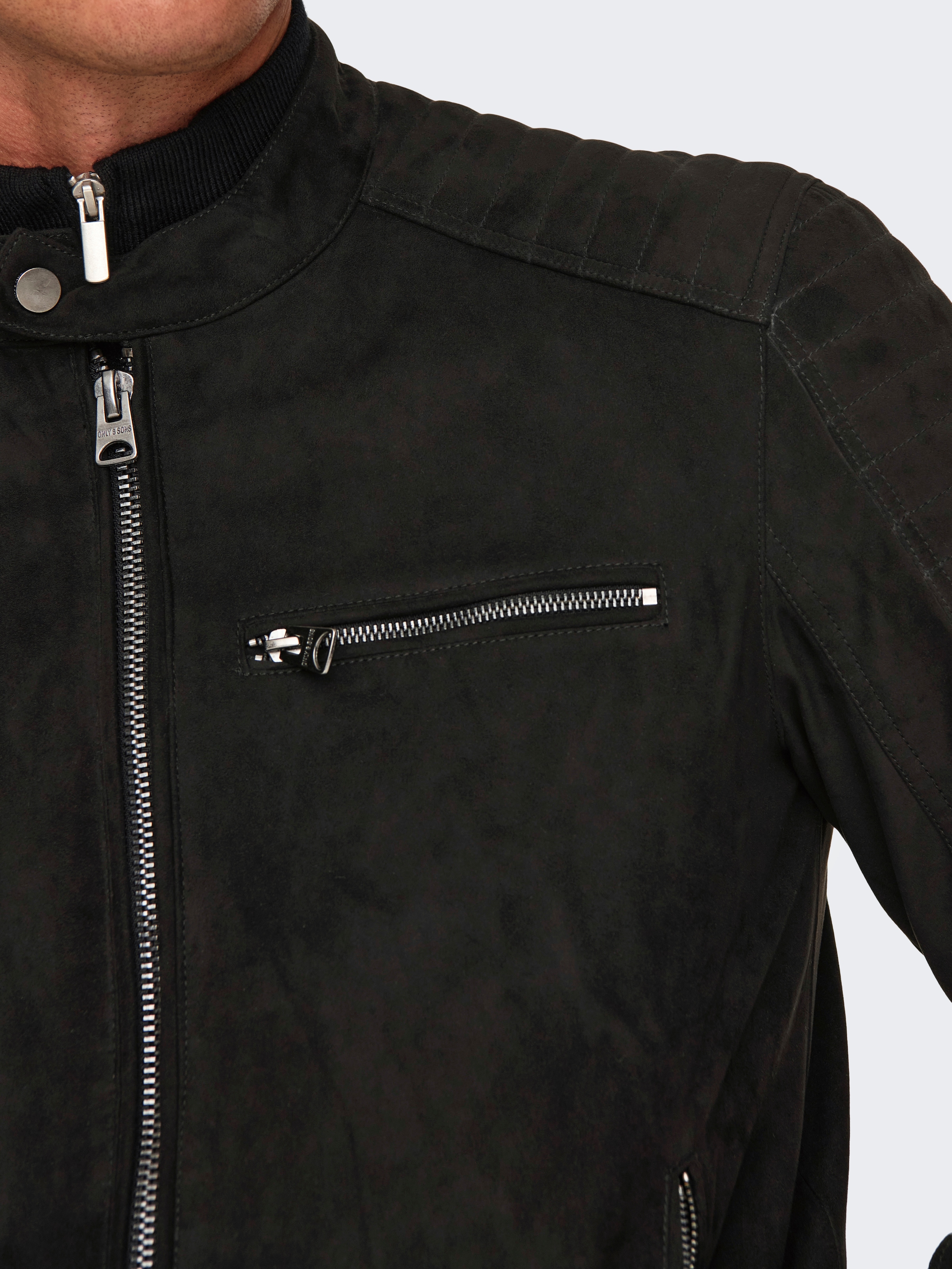 ONLY & SONS Lederimitatjacke »ONSGUS FAUX SUEDE RACER JACKET OTW NOOS« ohne Kapuze