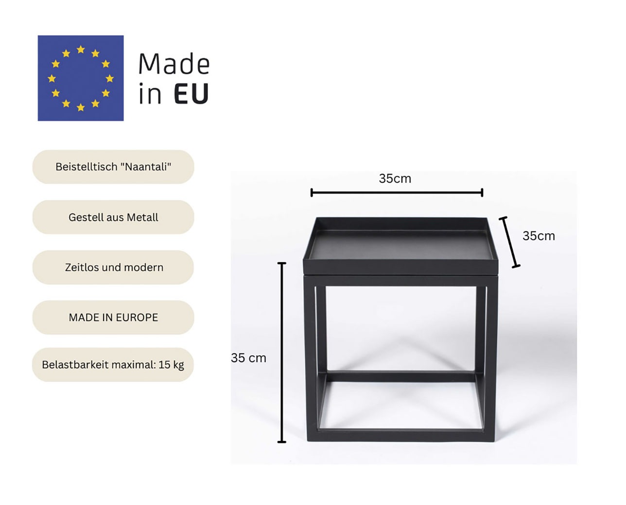 andas Table basse »Naantali« Schlichter Beistelltisch aus Metall