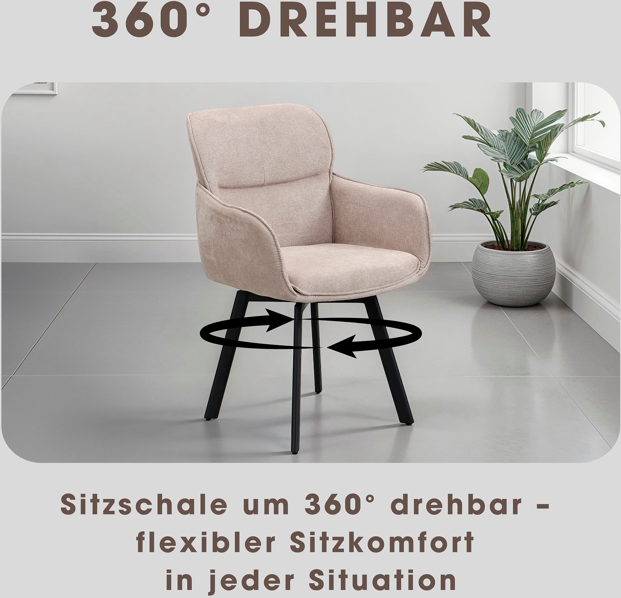 byLIVING Esszimmerstuhl »Rico« (Set) 2 Stk.360 Grad drehbar in verschiedenen Farben erhältlich