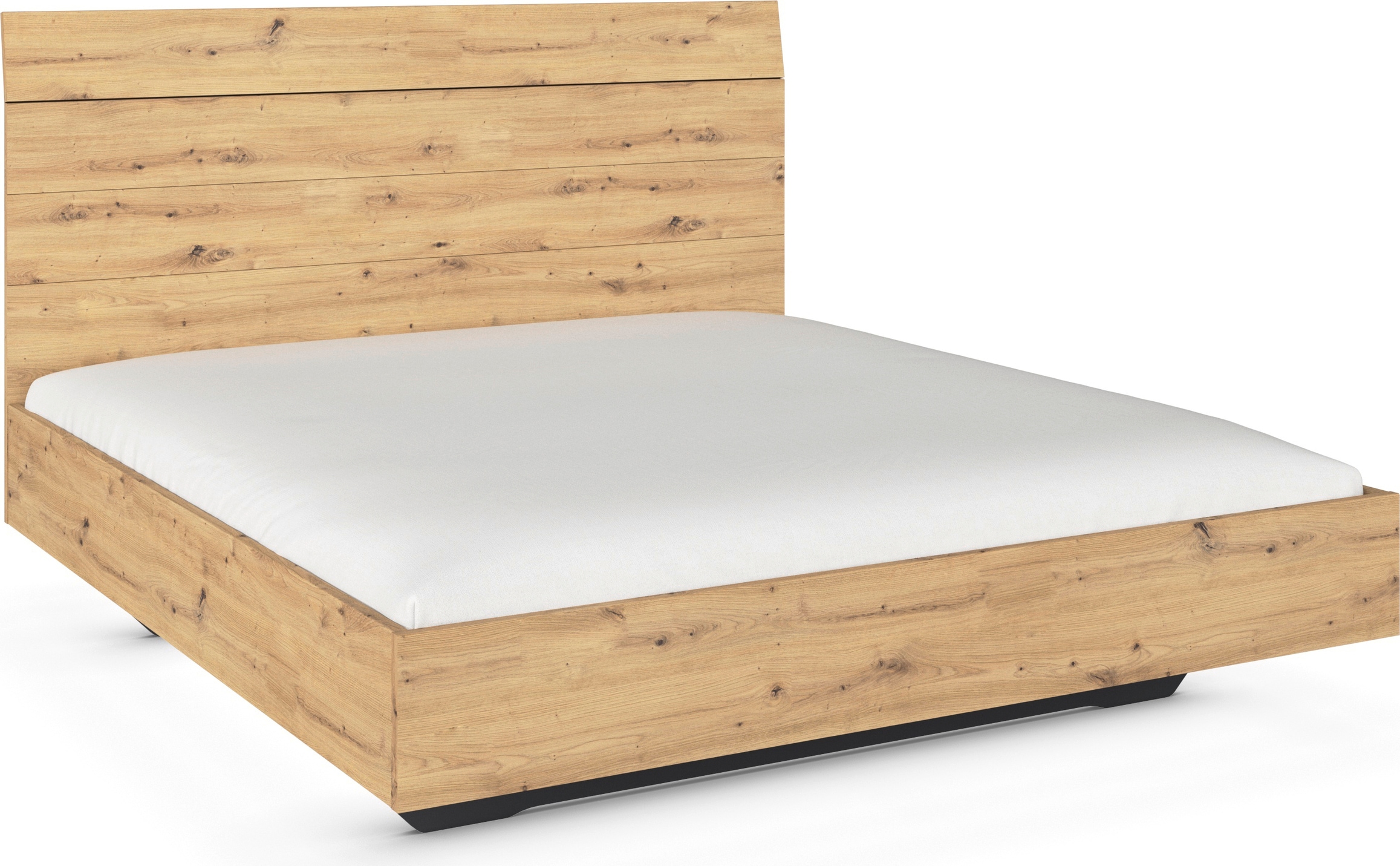 GOODproduct Lit futon »Bett Doppelbett Holzbett AGORDO« 180x200 cm,  avec dossier haut et effet flottant FABRIQUÉ EN ALLEMAGNE