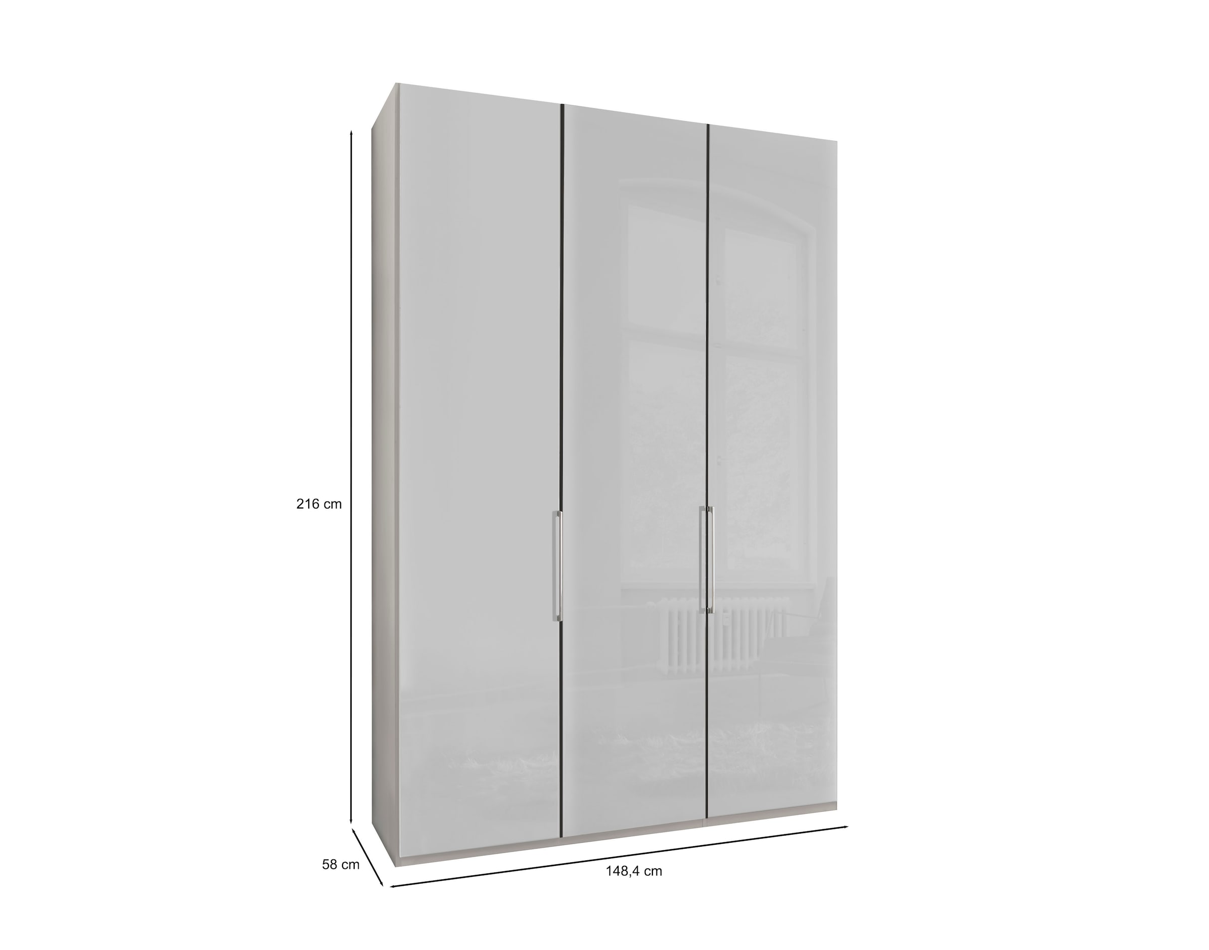 WIEMANN Armoire à portes pliantes »Monaco« avec façade en verre et ferrures de haute qualité
