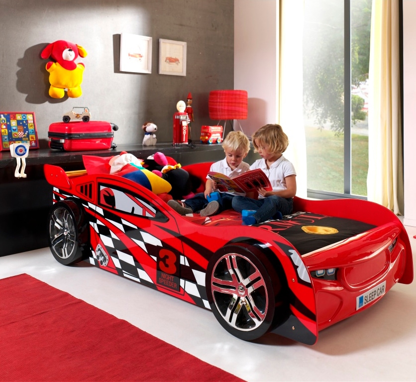 Vipack Lit d'enfant Fabriqué en Europe,  lit voiture de course, lit voiture