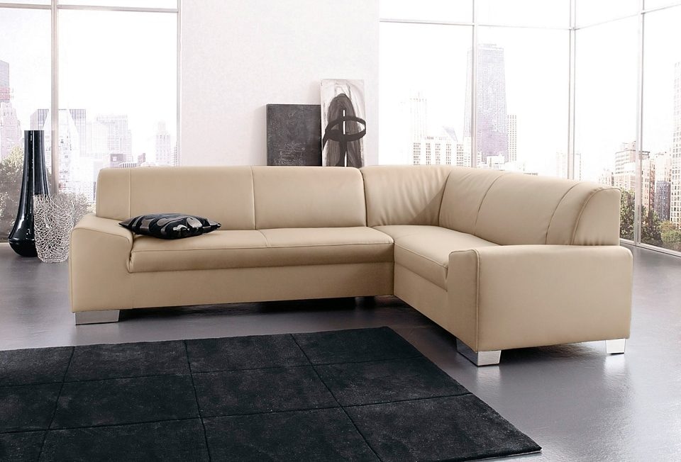 DOMO collection Canapé d'angle »Alisson, zeitlose Optik, flache Armlehnen, L-Form« fester Sitzkomfort, wahlweise mit Bettfunktion