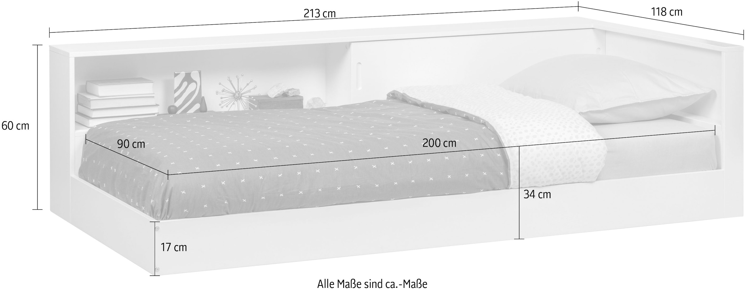 WOOOD Stauraumbett »Connect FSC®-Kiefernholz mit Schiebetür und Stauraum 213x118x60 cm« Einfach zu montierbar, Matratzenmass 90x200 cm, Pfleiglicht